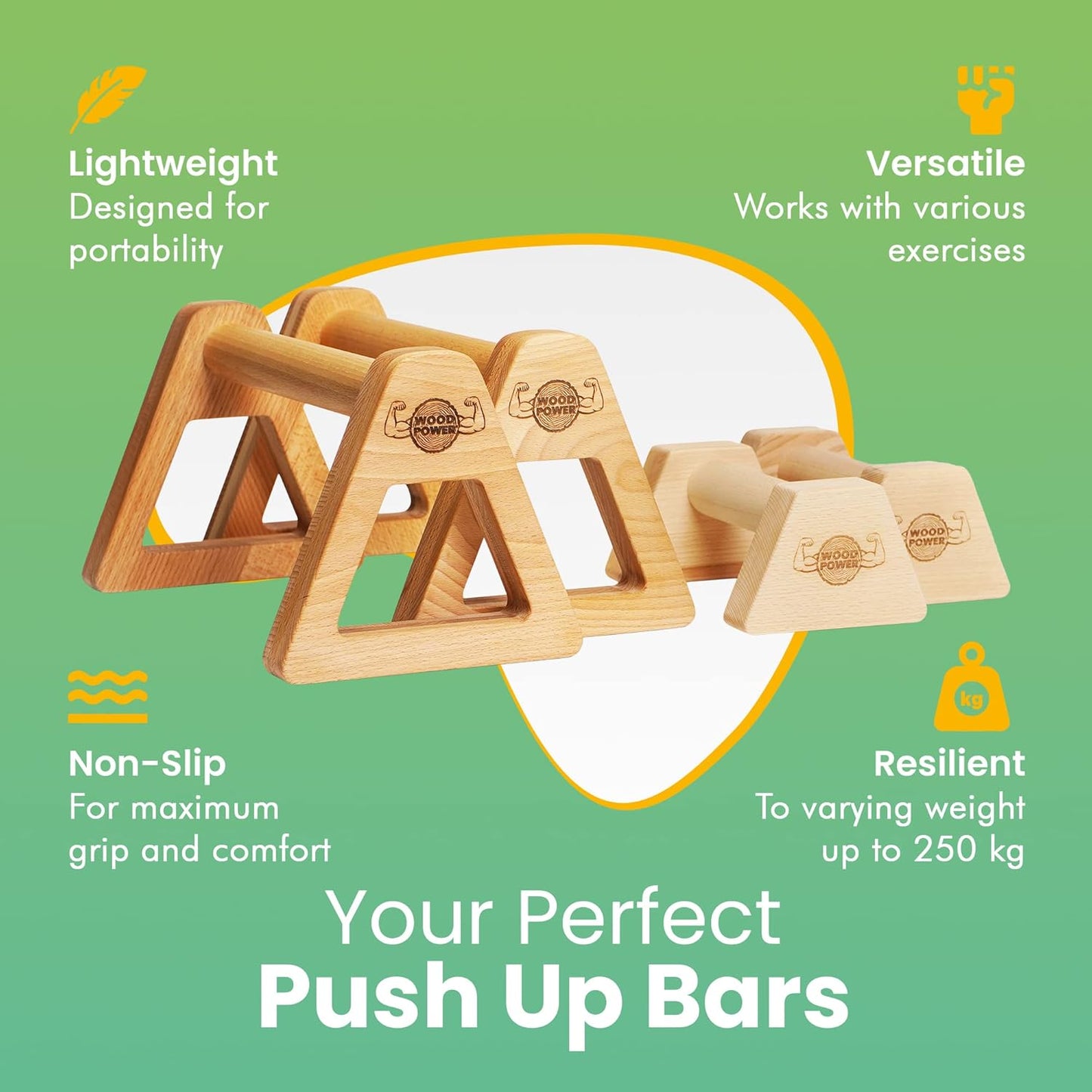 PowerBars Holz-Parallettes, XL + XS, Classic