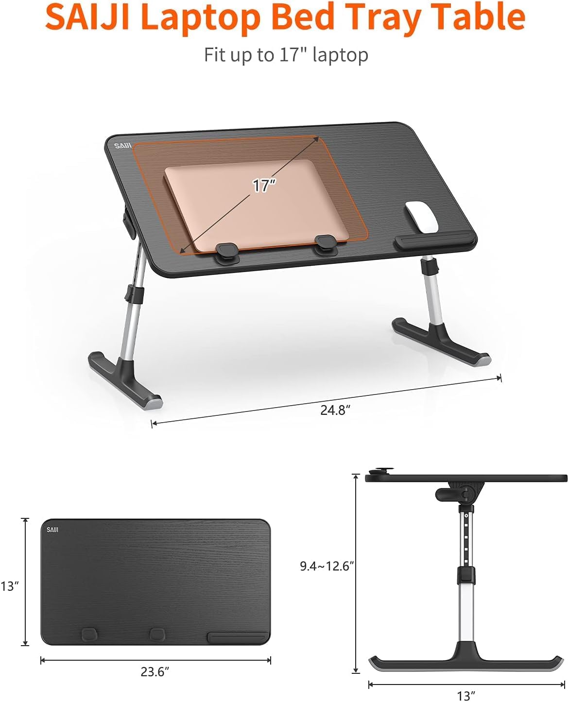 Verstellbarer Laptop-Ständer, Schwarz 60*33 cm