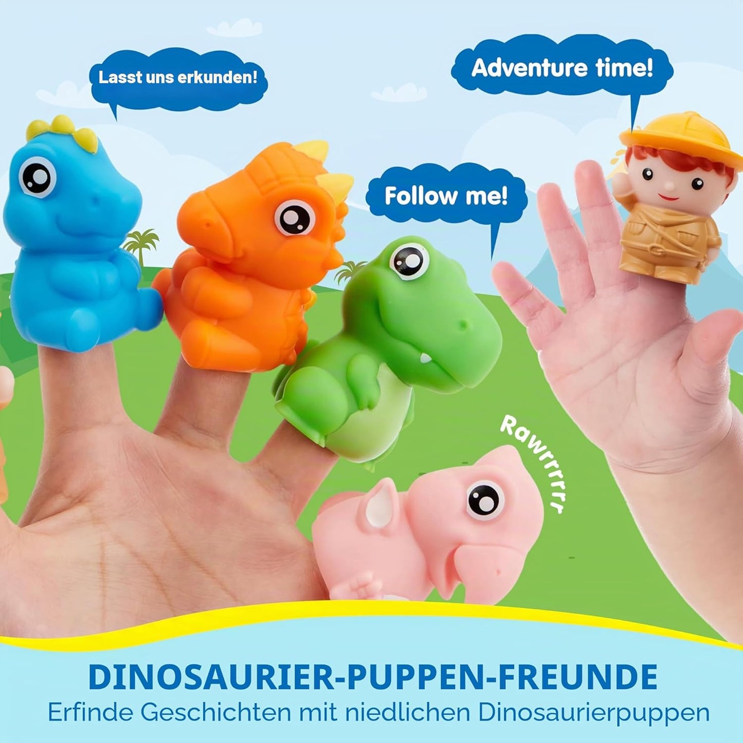Dinosaurierzug zum Zählen, Zuordnen und Sortieren, Dinosaurier