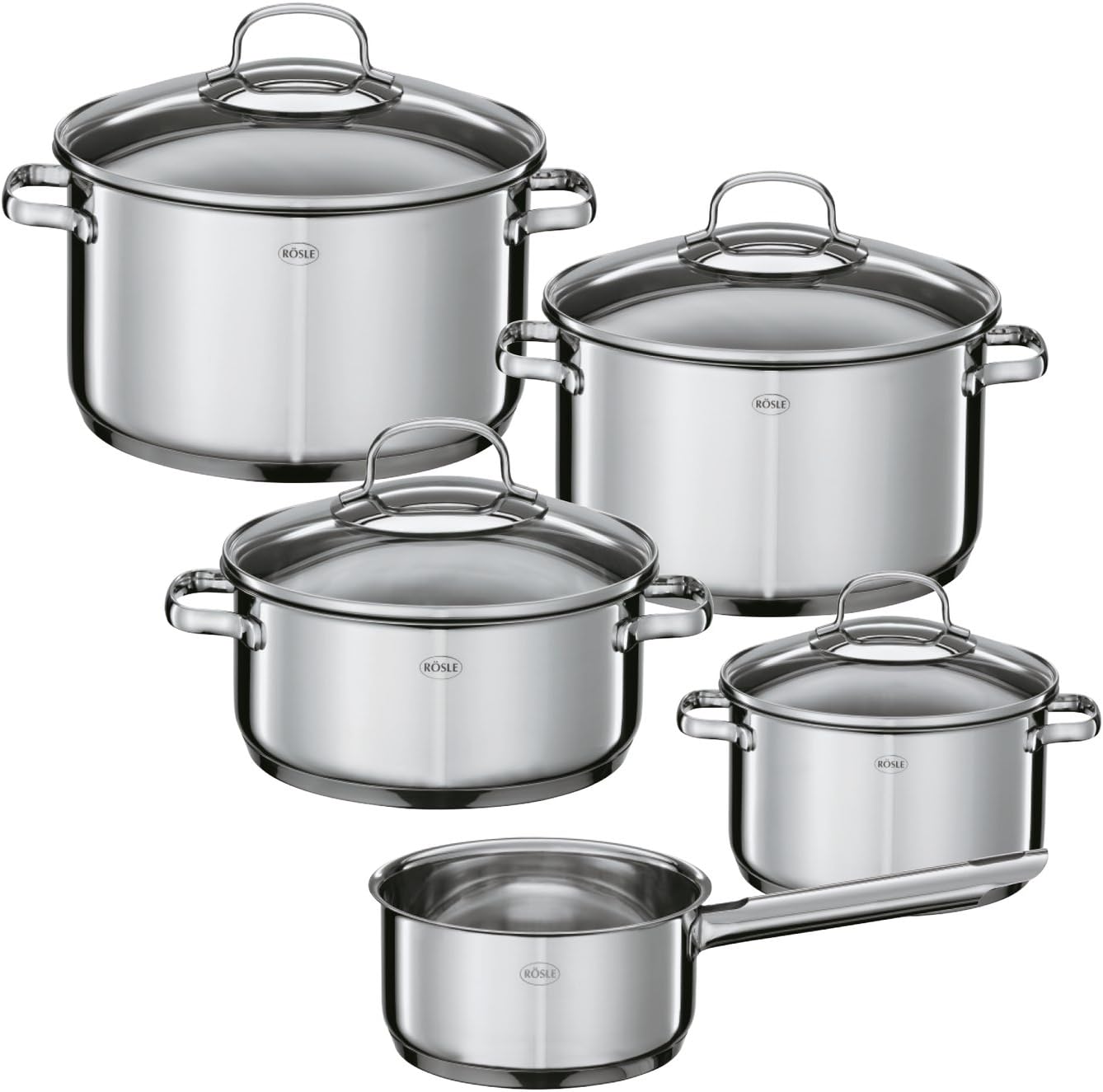 Elegance Topfset mit Glasdeckeln, 5-teilig, 5-tlg. ELEGANCE