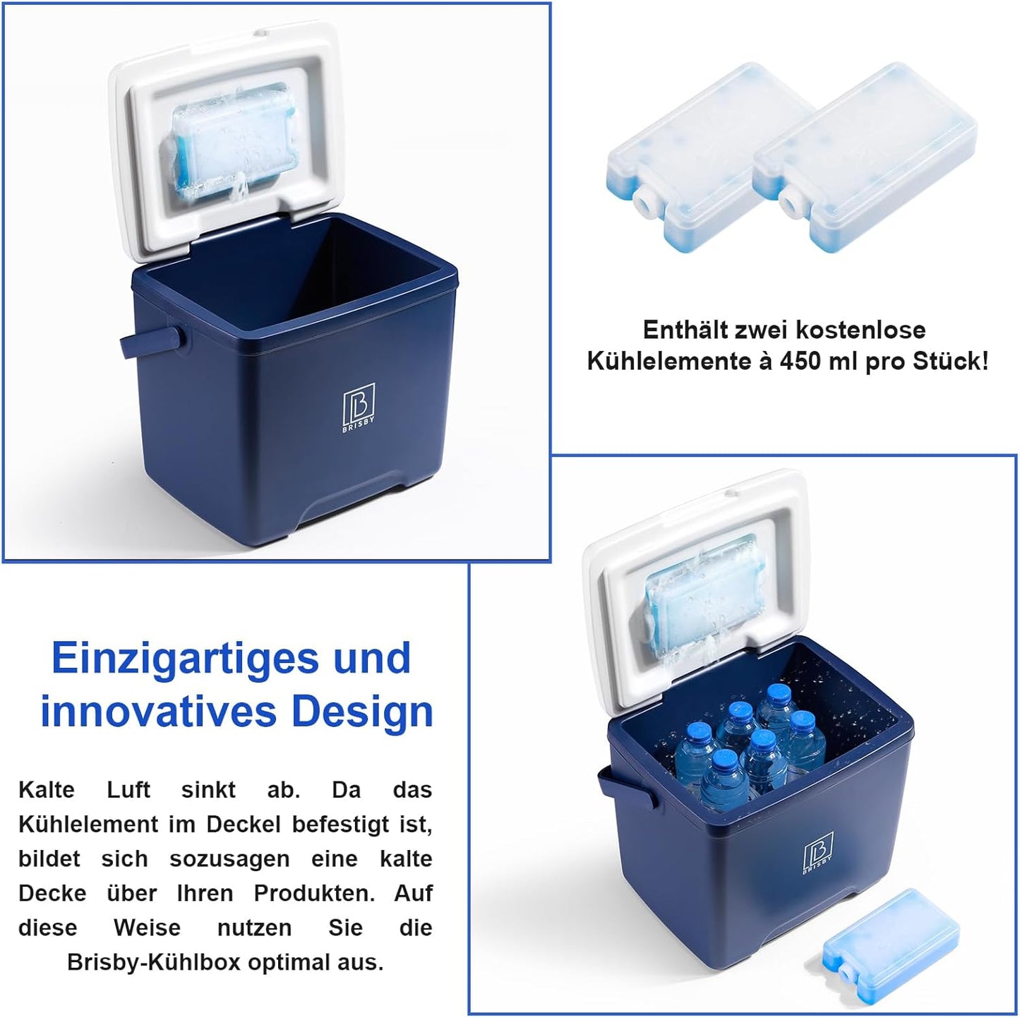 Kühlbox mit 2 Kühlelemente, 13 Liter - Blau