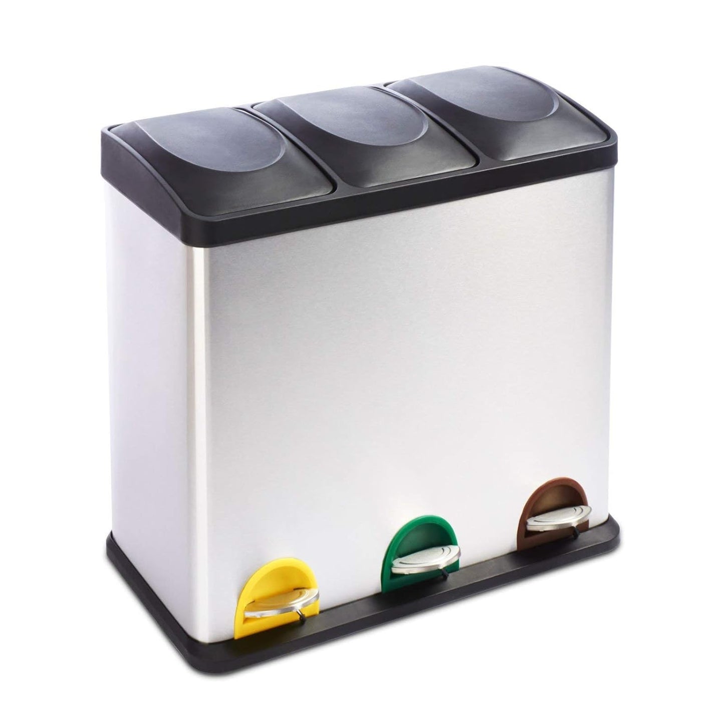Mülltrennsystem Brandon, 3x18l, Brandon - Edelstahl 3x 18 Liter