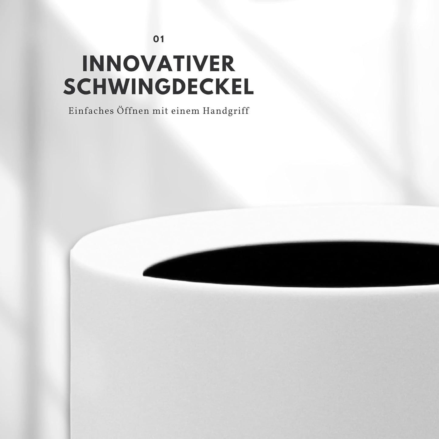 Eleganter Mülleimer, Weiss 12l ohne Deckel