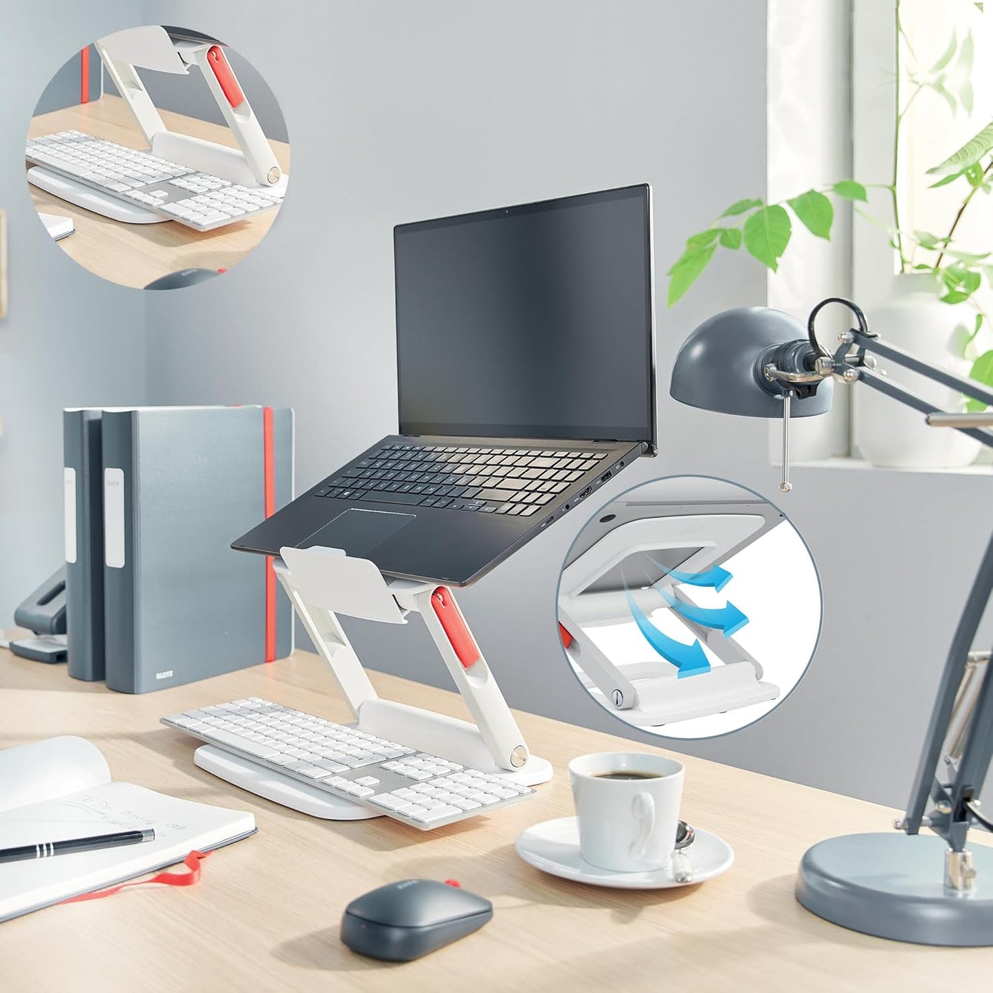 Ergo Multi-Winkel Laptopständer, Multi-Winkel Weiss
