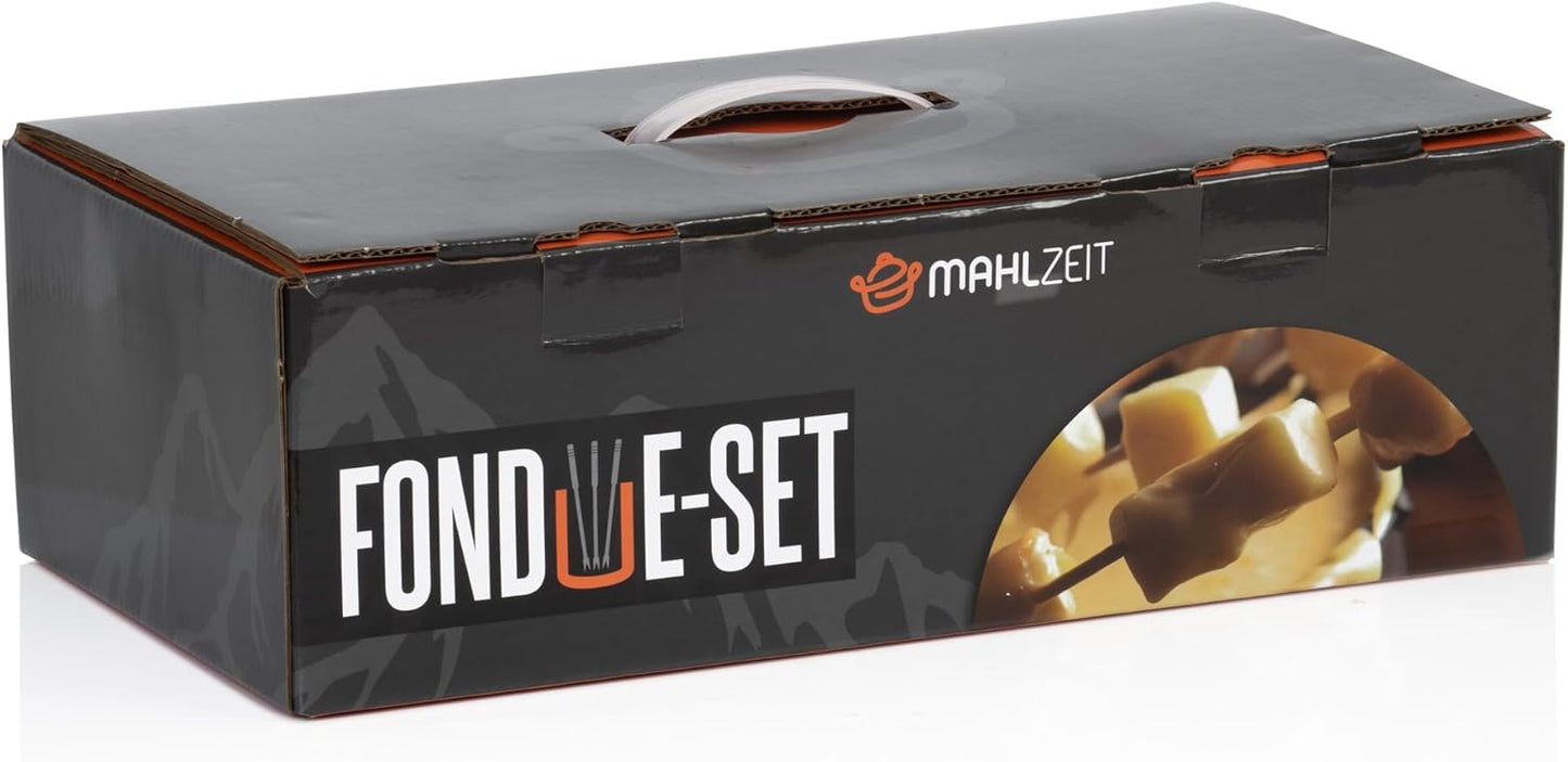 Fondue Set für 6 Personen, Schwarz / Creme Emailliert