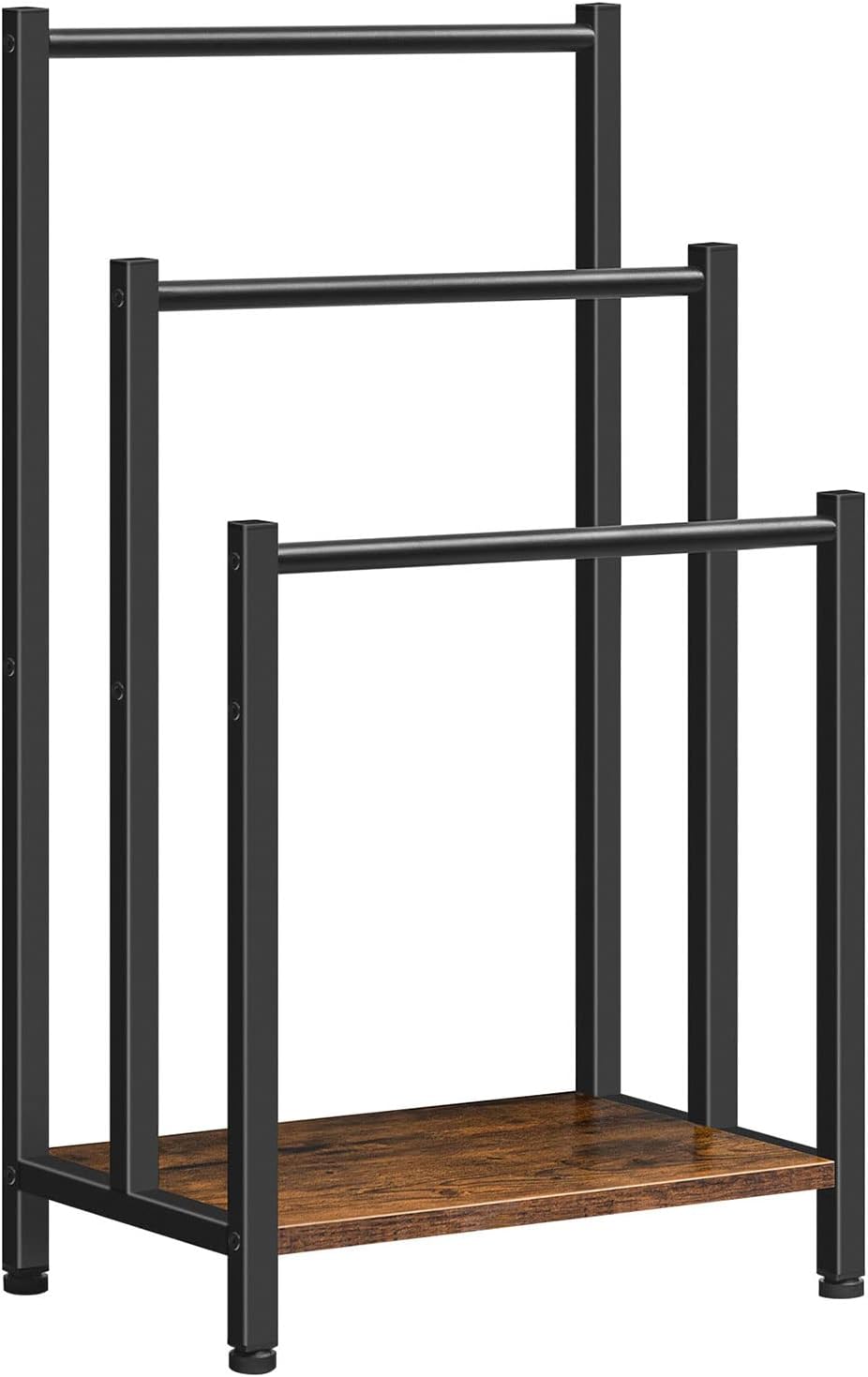 Handtuchständer mit 3 Stangen, 43 x 28 x 81 cm Dunkelbraun + Schwarz