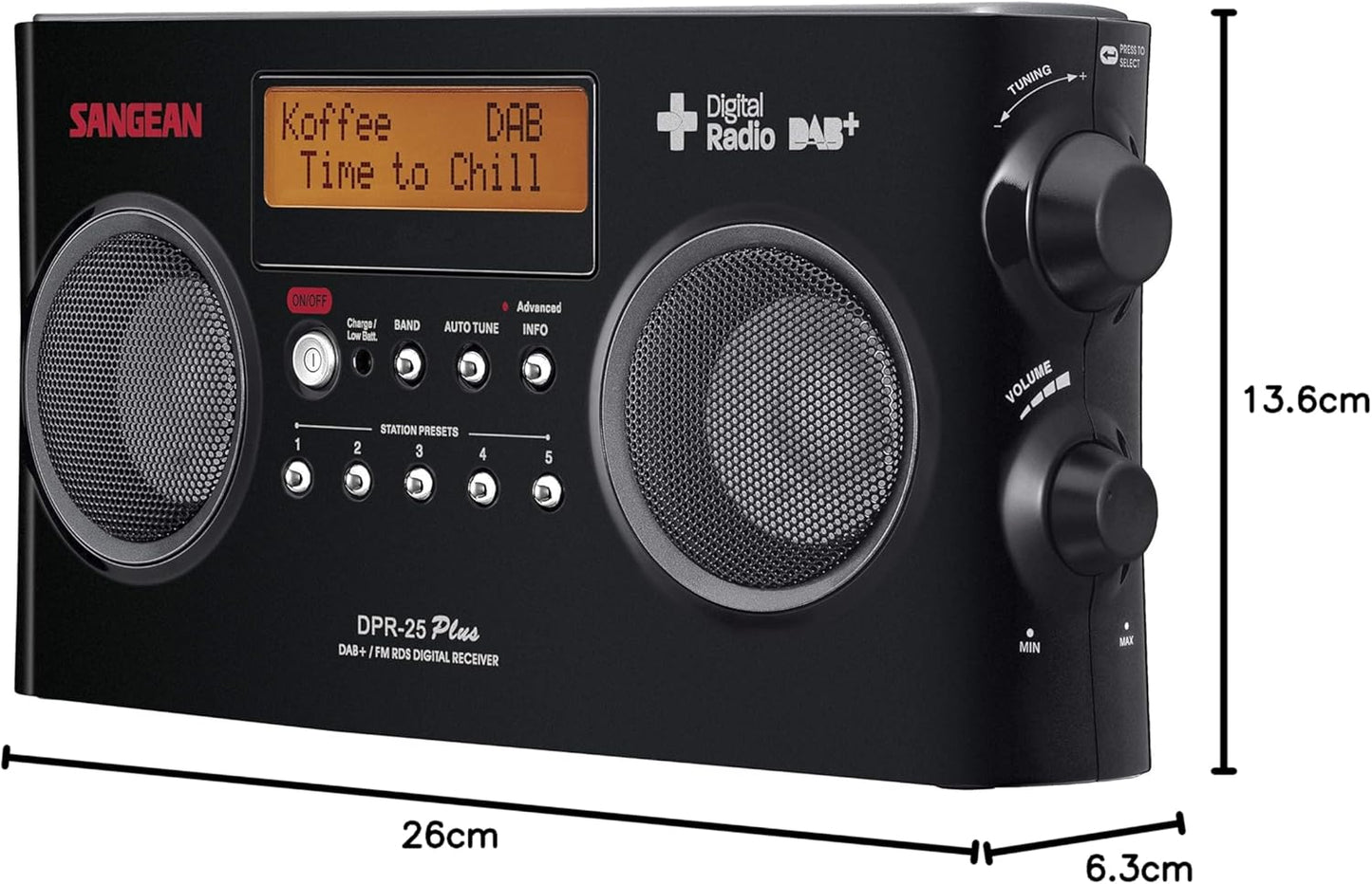 Tragbares Digital-Radio DPR-25, Schwarz