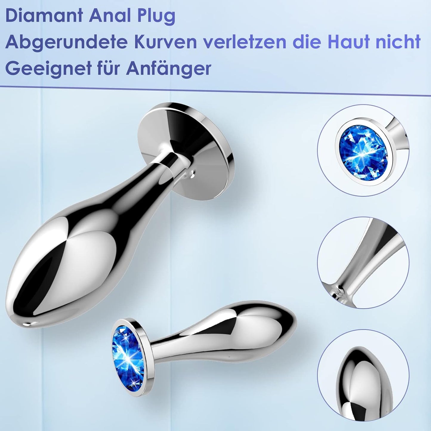Analplug Set mit Kristall-Diamant-Spitze in 3 Grössen