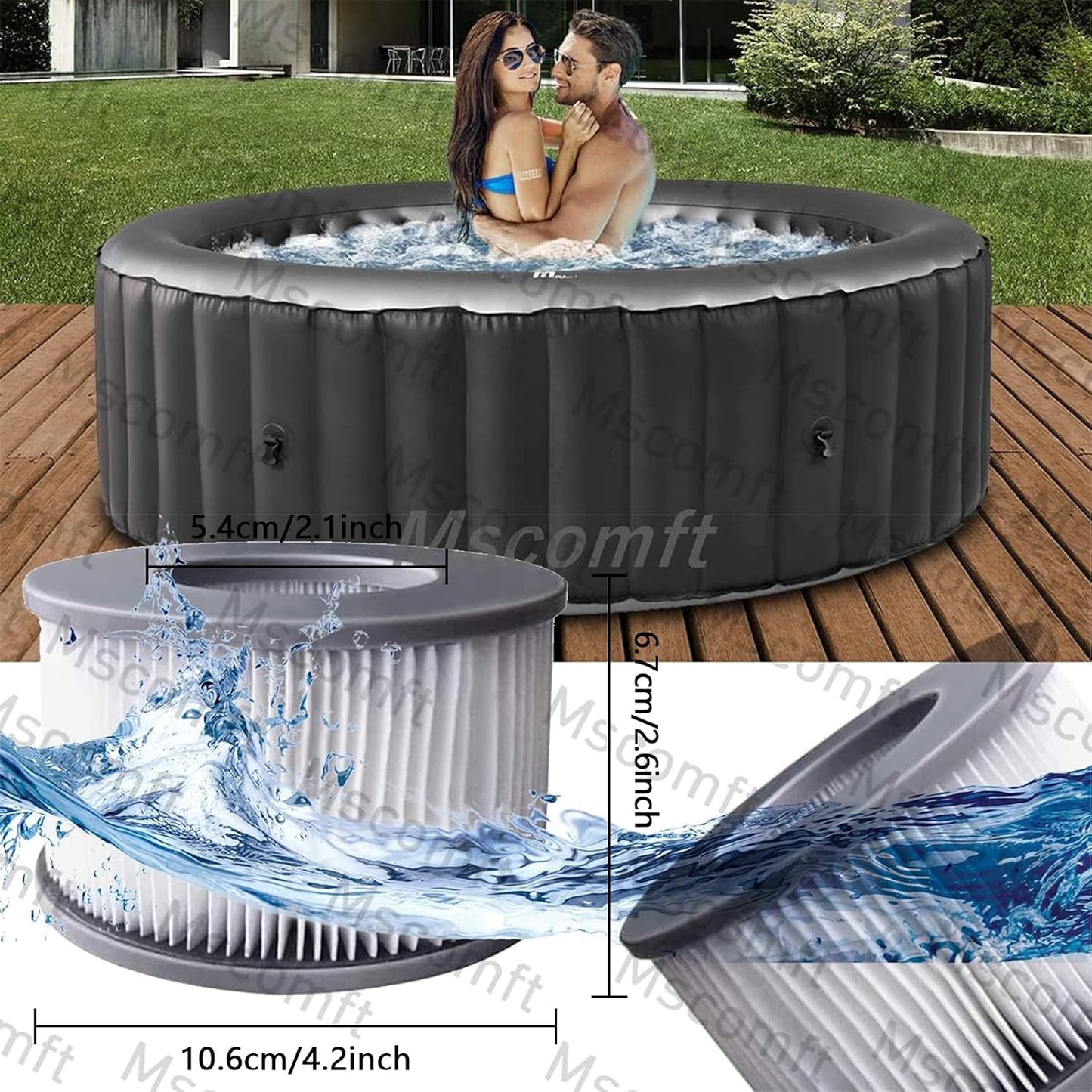6er-Set Ersatzfilter für aufblasbare Pools, 6pcs