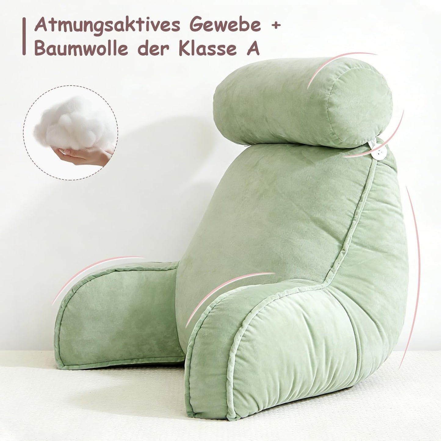 Ergonomisches Lesekissen mit abnehmbarem Kopfkissen