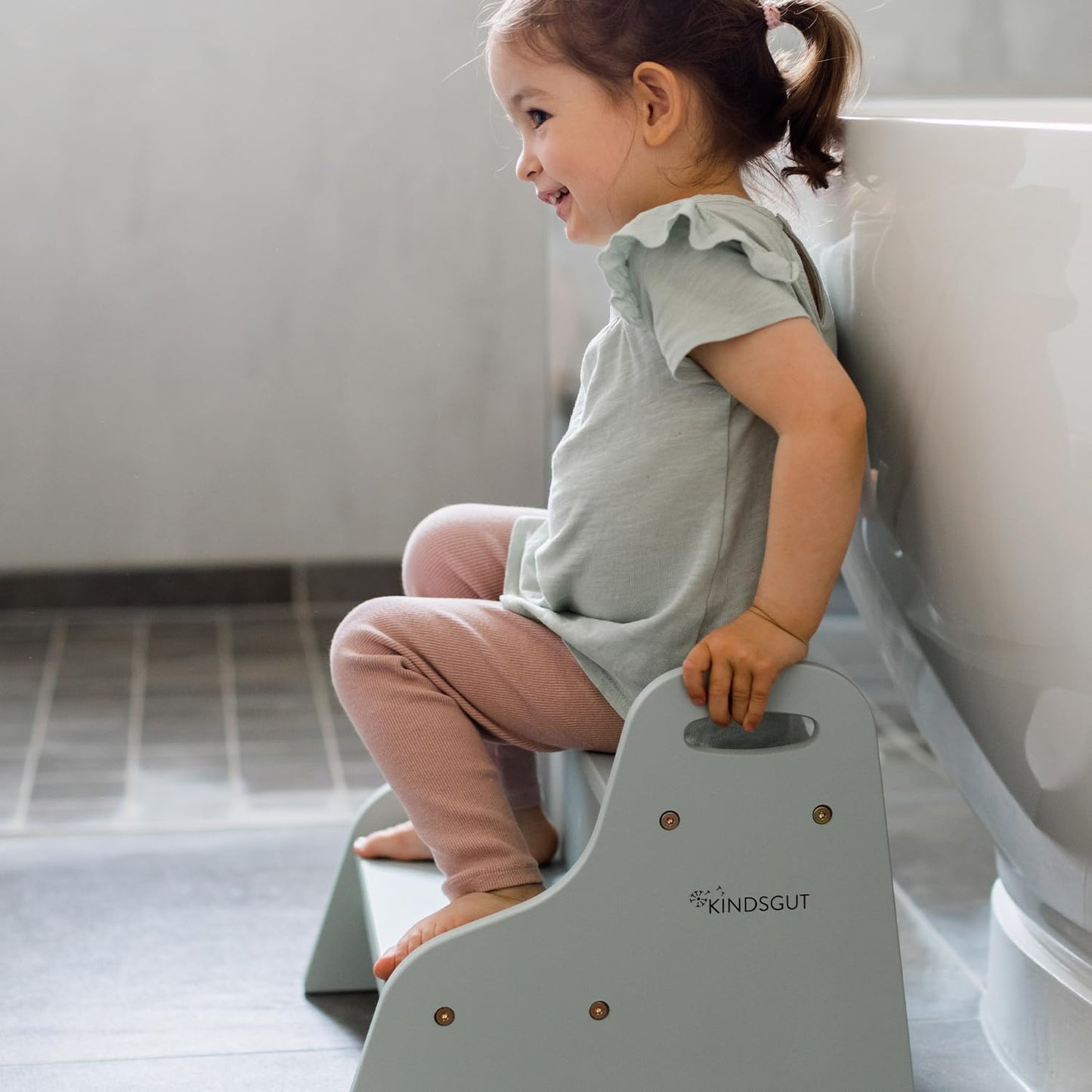 Holztritt-Hocker mit 2 Stufen für Kinder, Wassergrün