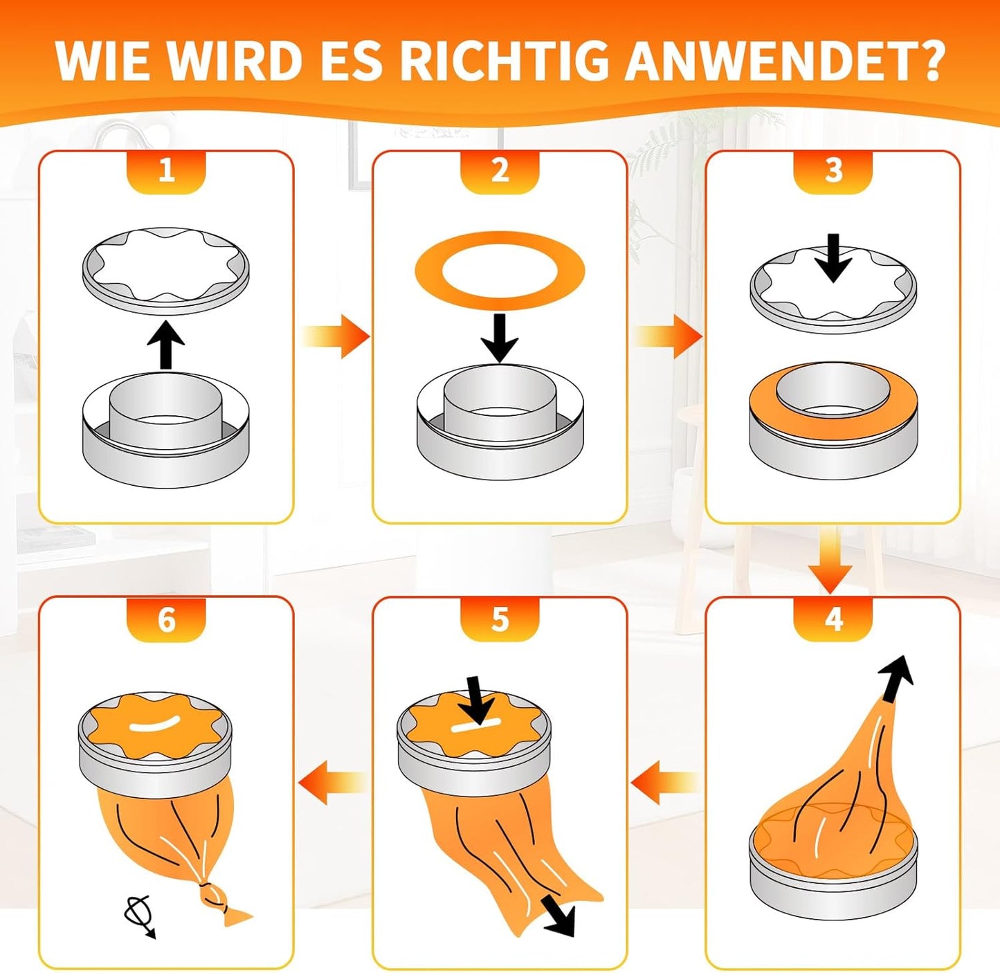 18er-Pack Nachfüllkassetten für Windeleimer, Orange-18 Stück