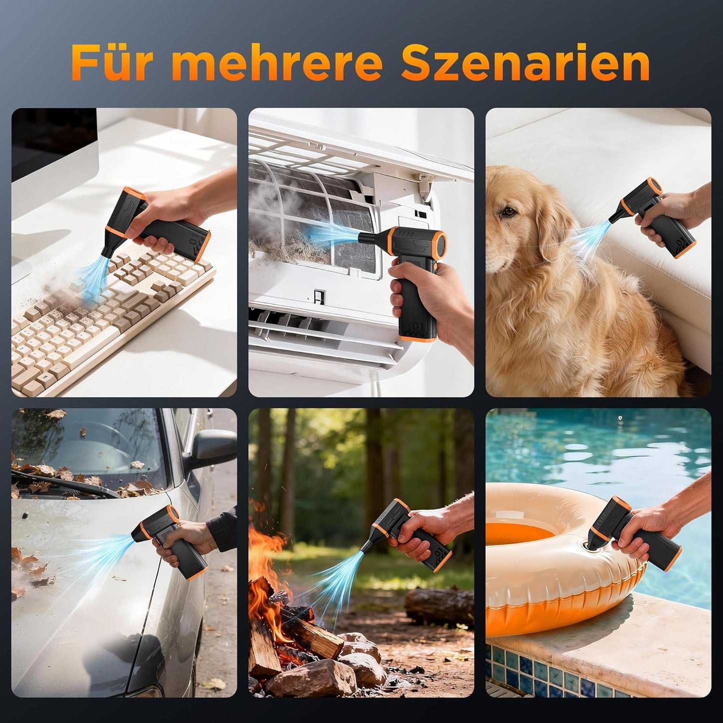 Elektrisches Druckluftspray für PC-Reinigung, Orange