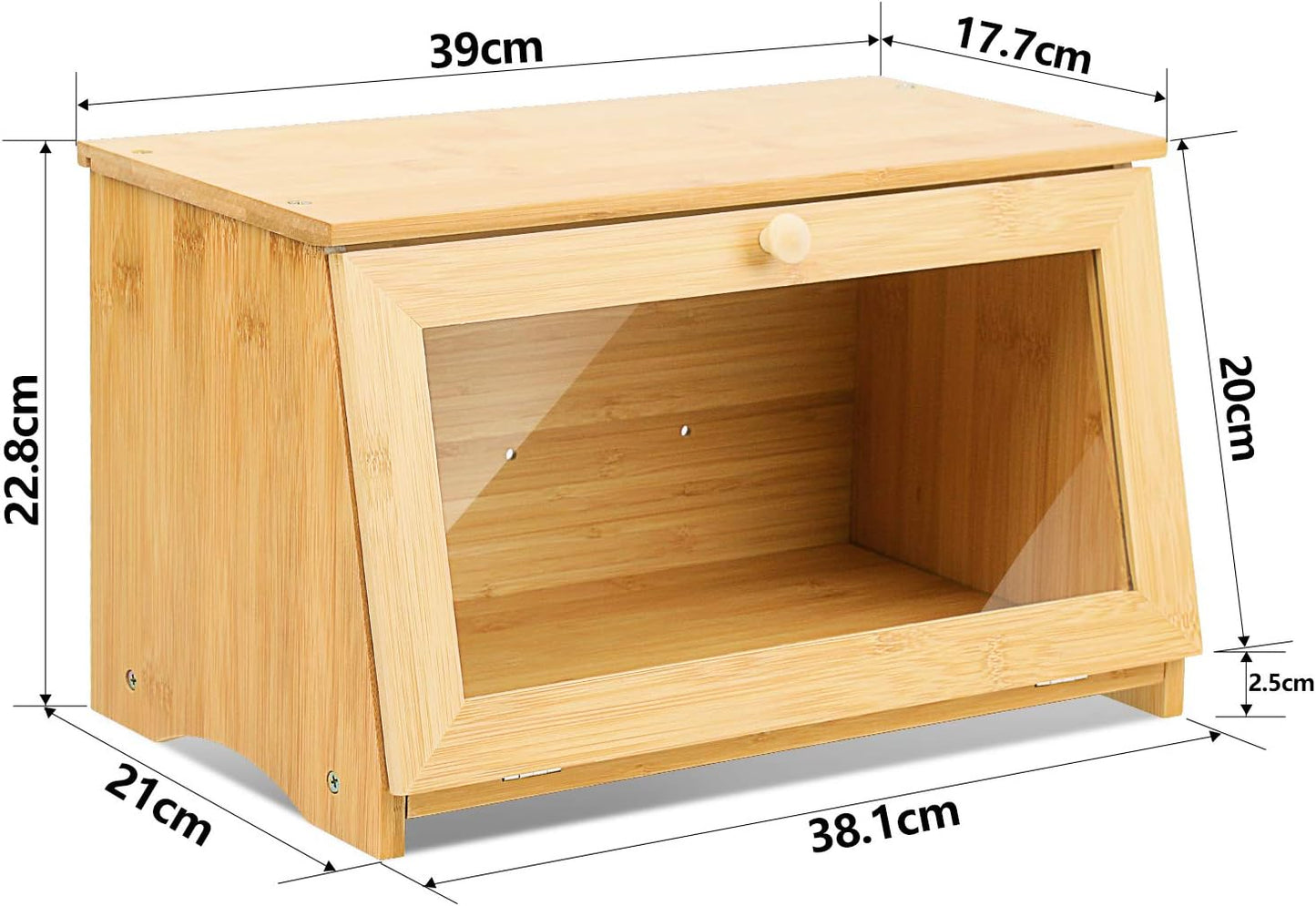 Brotkasten mit Sichtfenster, Bamboo(39x21x23cm/15.4"x8.3"x9")