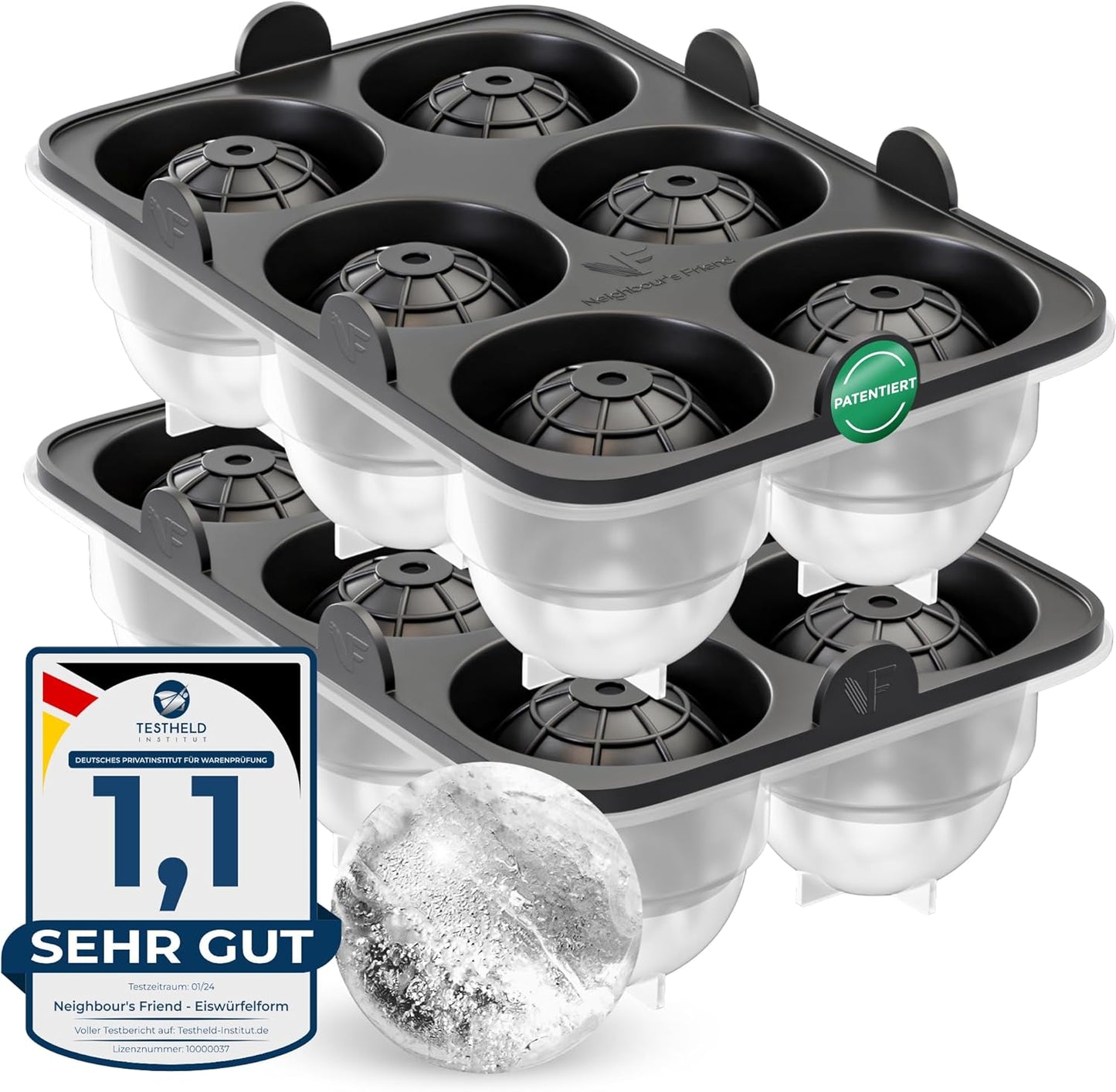 2er-Pack Eiskugelform, 2x Eiskugelform