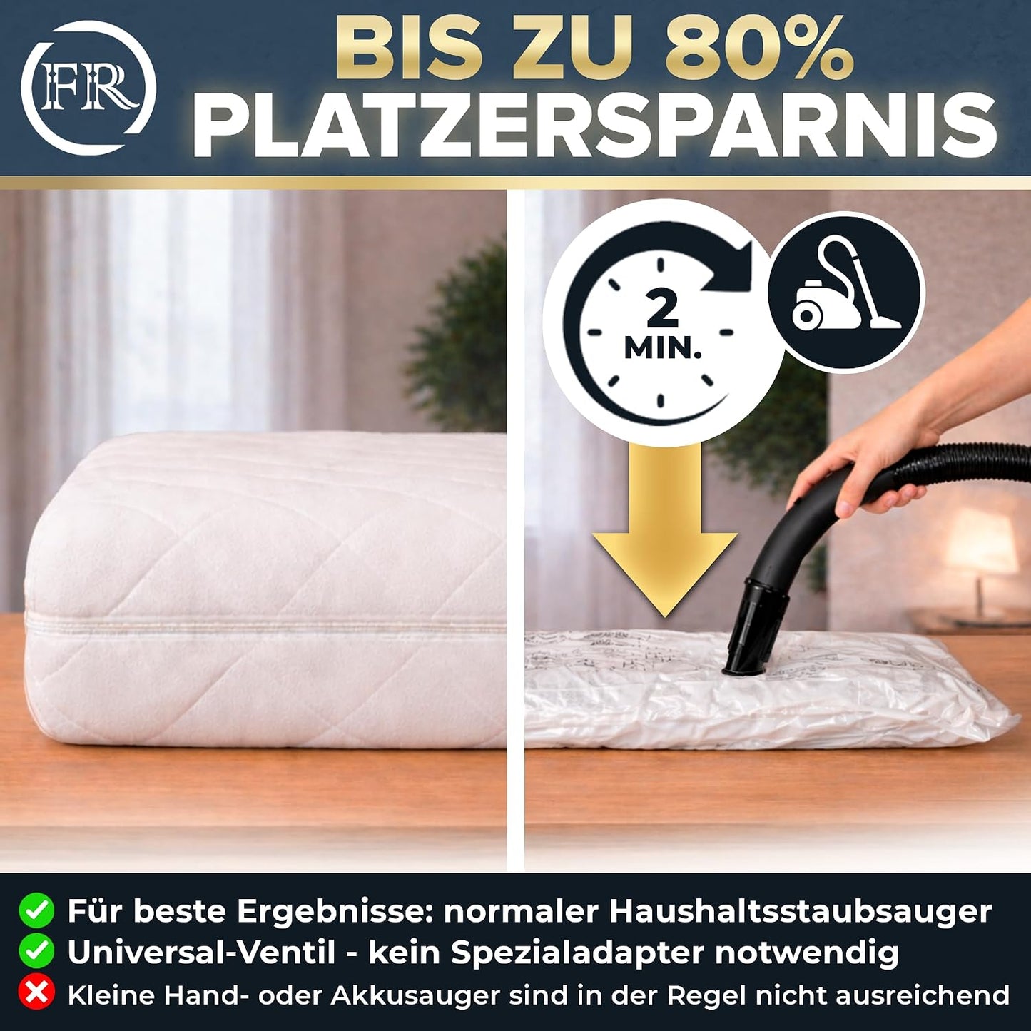 Vakuumbeutel für Matratzen, Matratze Small (bis 200x100cm)