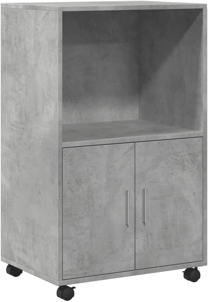 Rollschrank mit Stauraum, Betongrau