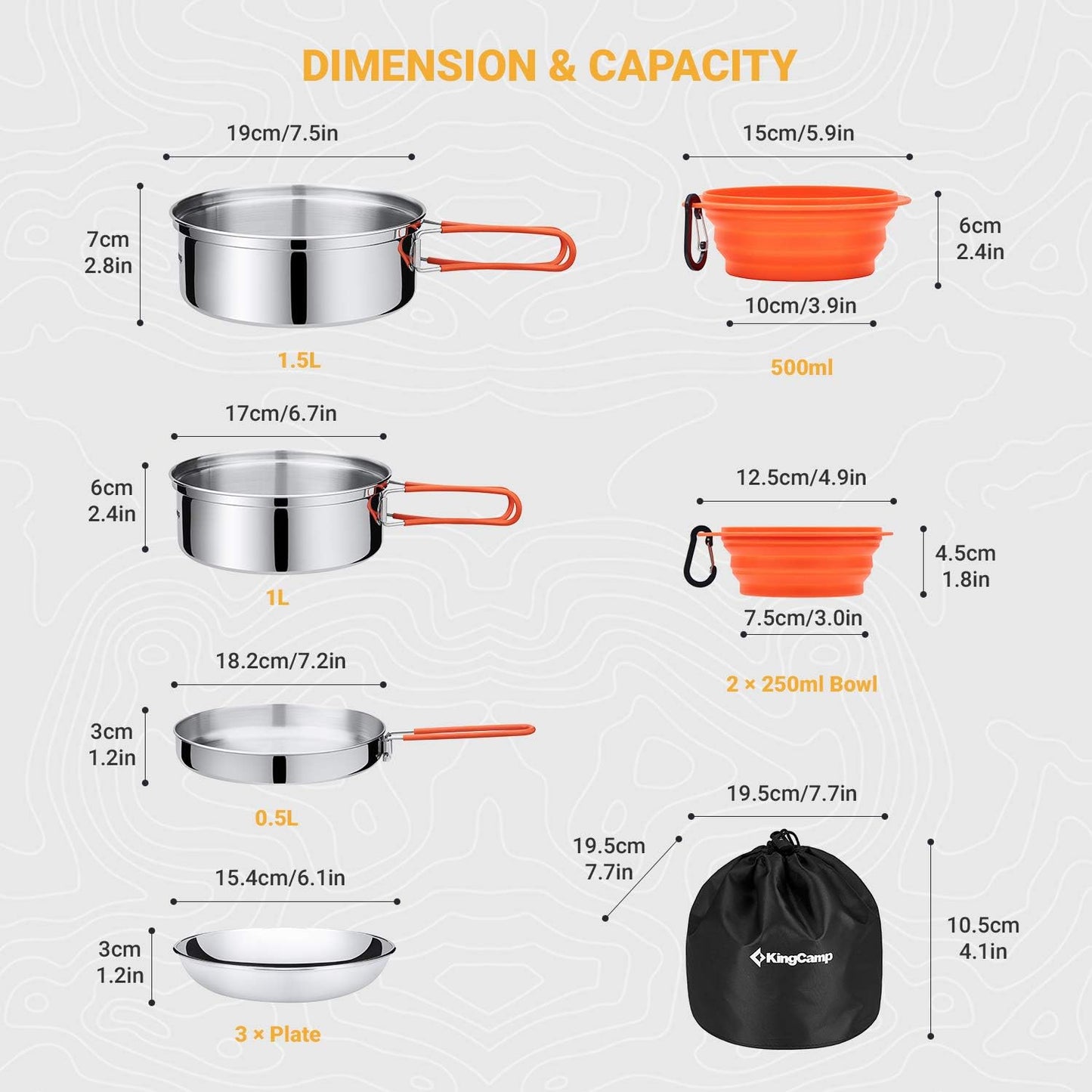 Camping-Geschirr-Set für 2-4 Personen, 3-4 Person