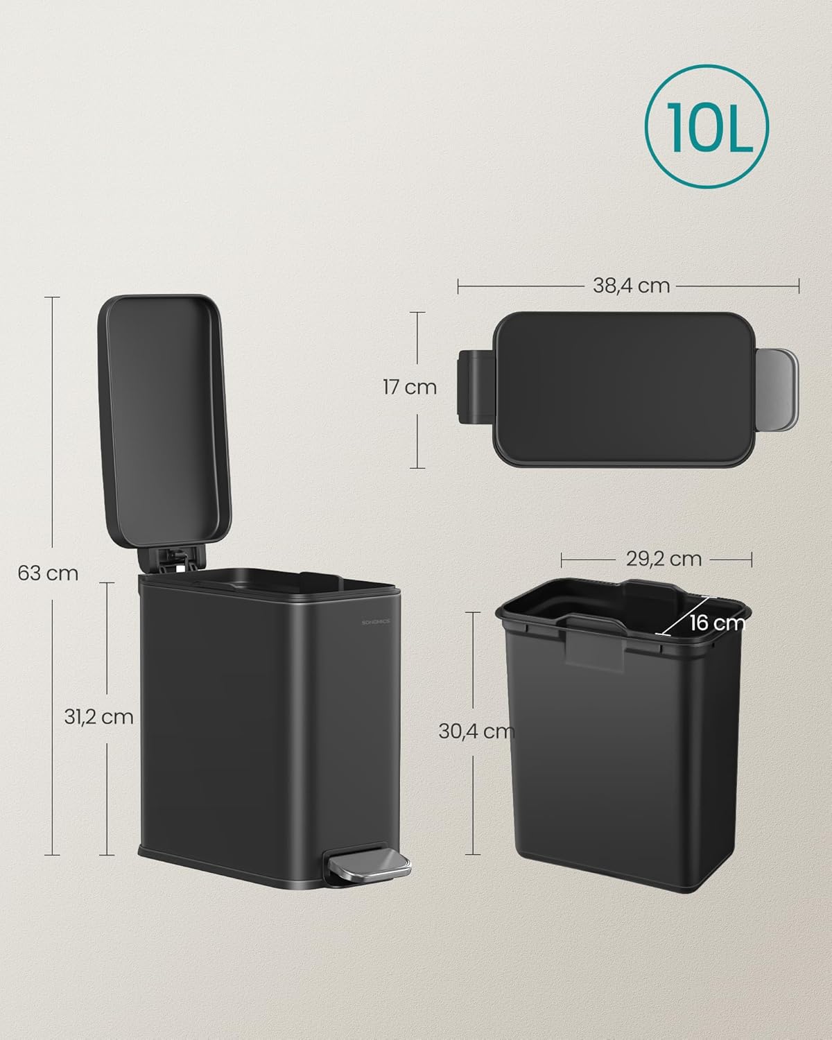 Kosmetikeimer, schwarz 10 L