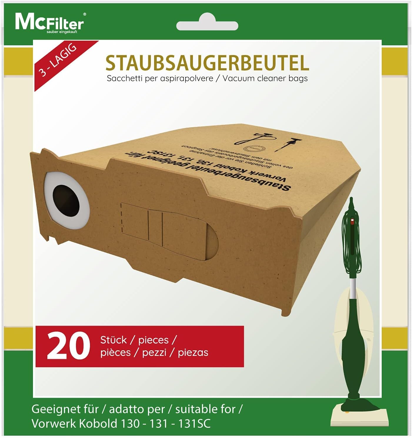 Staubbeutel, geeignet für Vorwerk Kobold VK 130 / 131