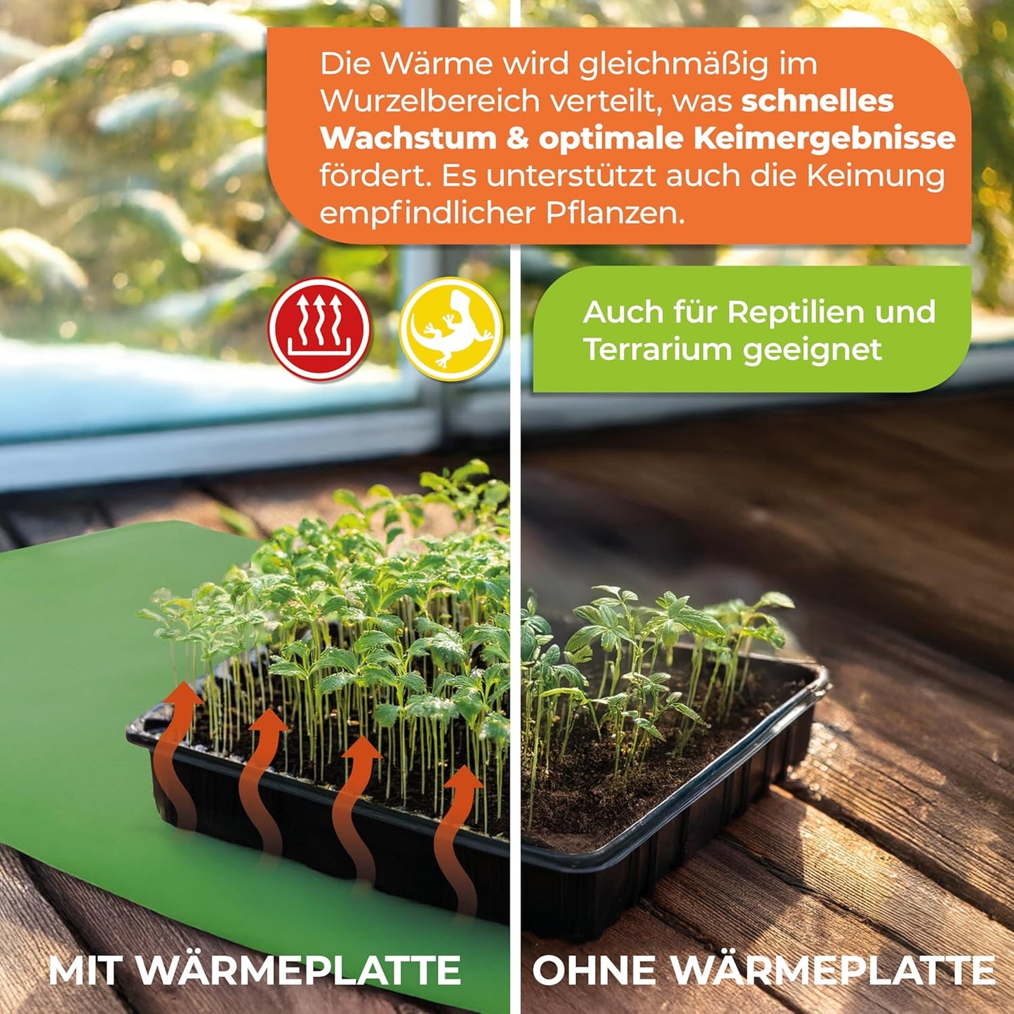 Anzuchtbooster Heizmatte für Pflanzen (42 Watt), 40 x 65 cm