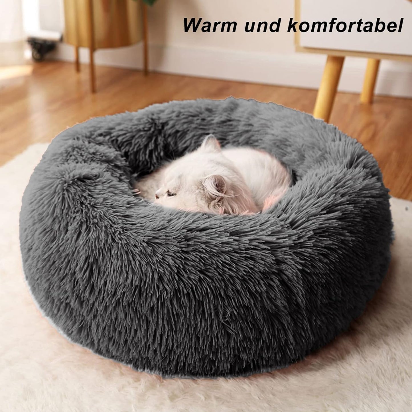 Katzen- & Hundekissen rund, waschbar, 60cm Dunkelgrau