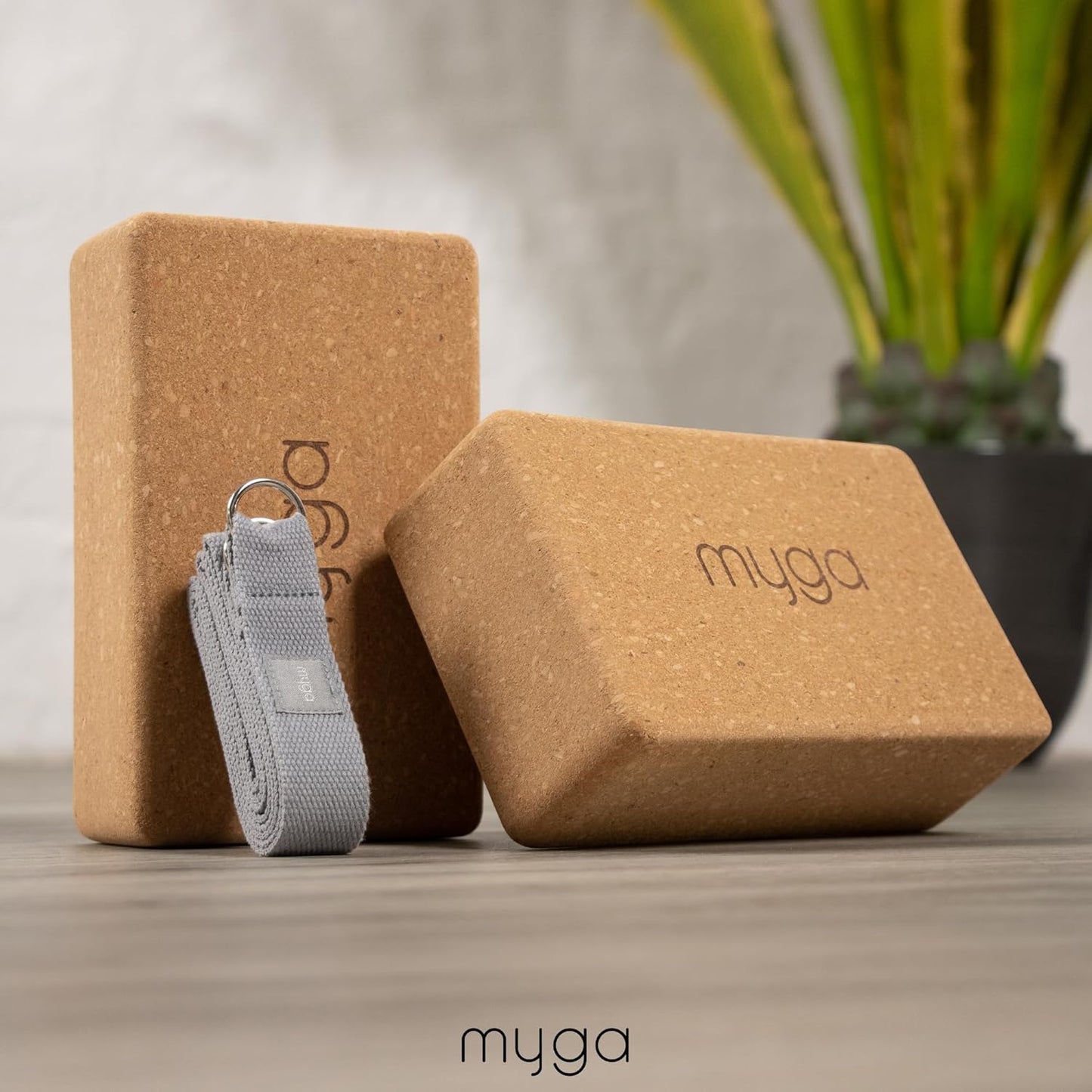 Yoga Zubehör Set mit rutschfesten Blöcken & Gurt, Grau