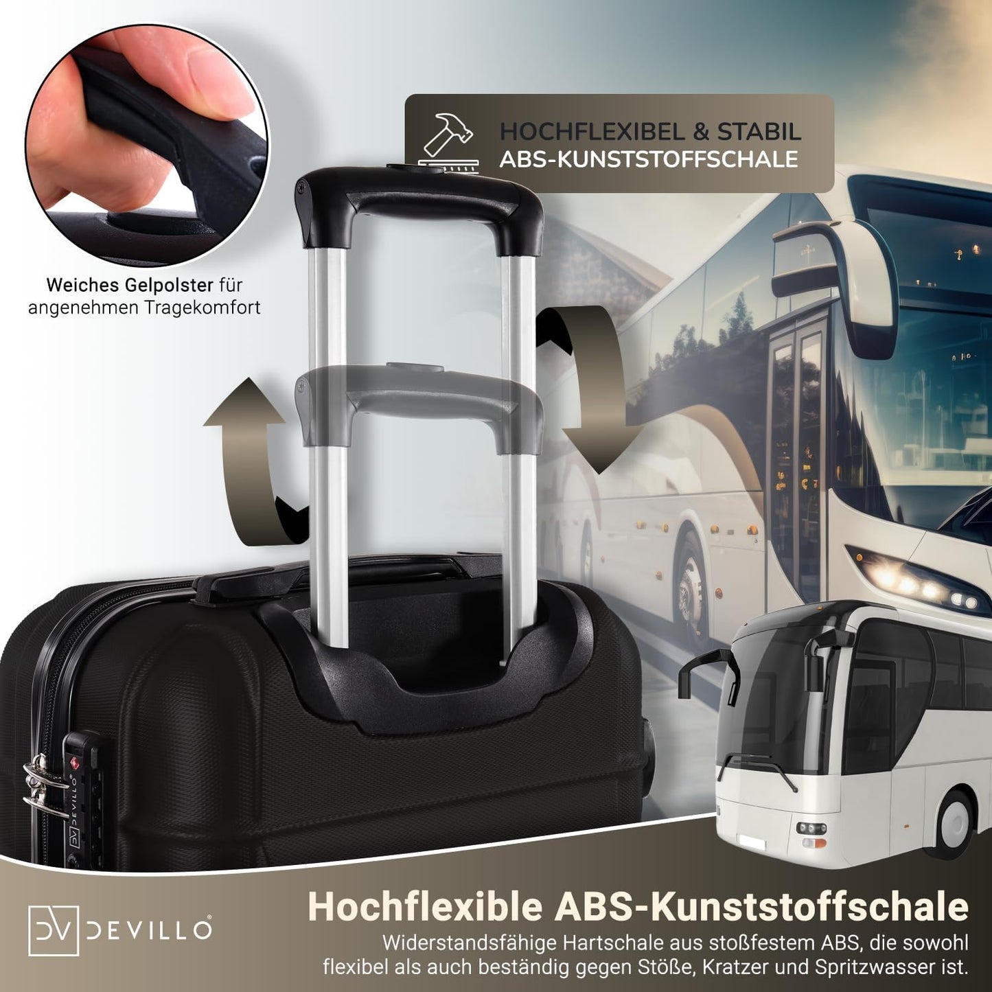 4-teiliges Hartschalenkofferset mit Teleskopgriff, Onyxblack (Schwarz)