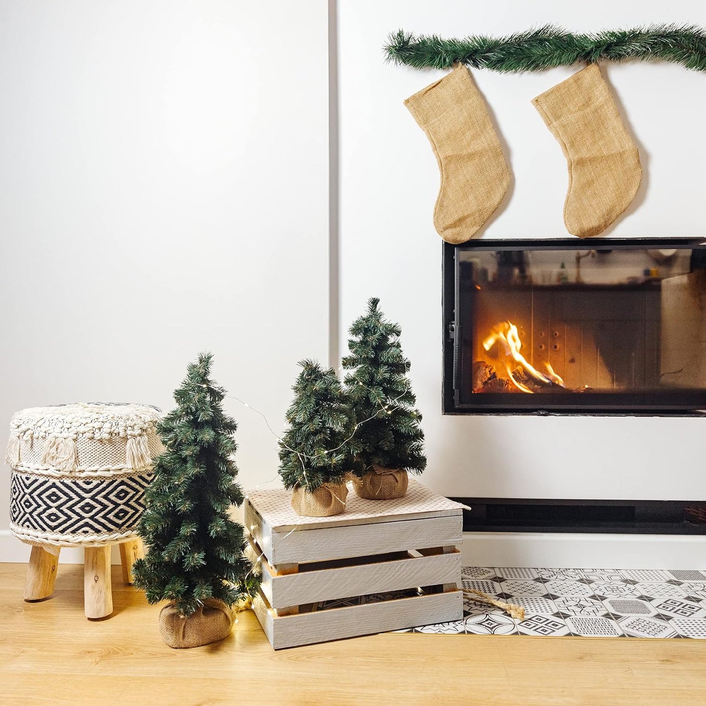 Künstlicher Weihnachtsbaum mit Jutesack, 30 cm Natural