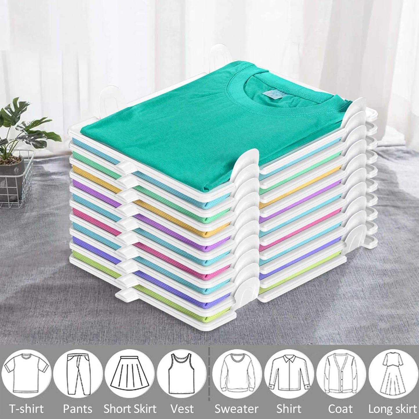 Kleiderschrank-Organizer für T-Shirts, 10 Stück