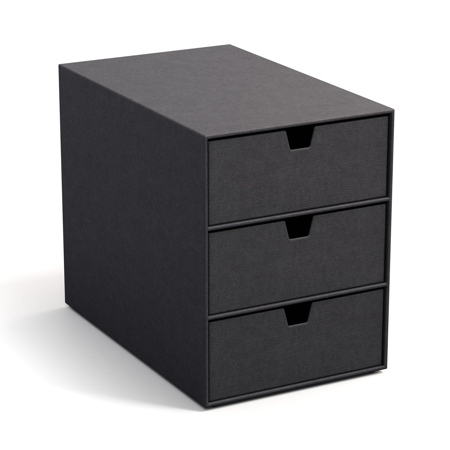 Ingrid Schubladenbox mit 3 Fächern, Schwarz 2 Leinenoptik