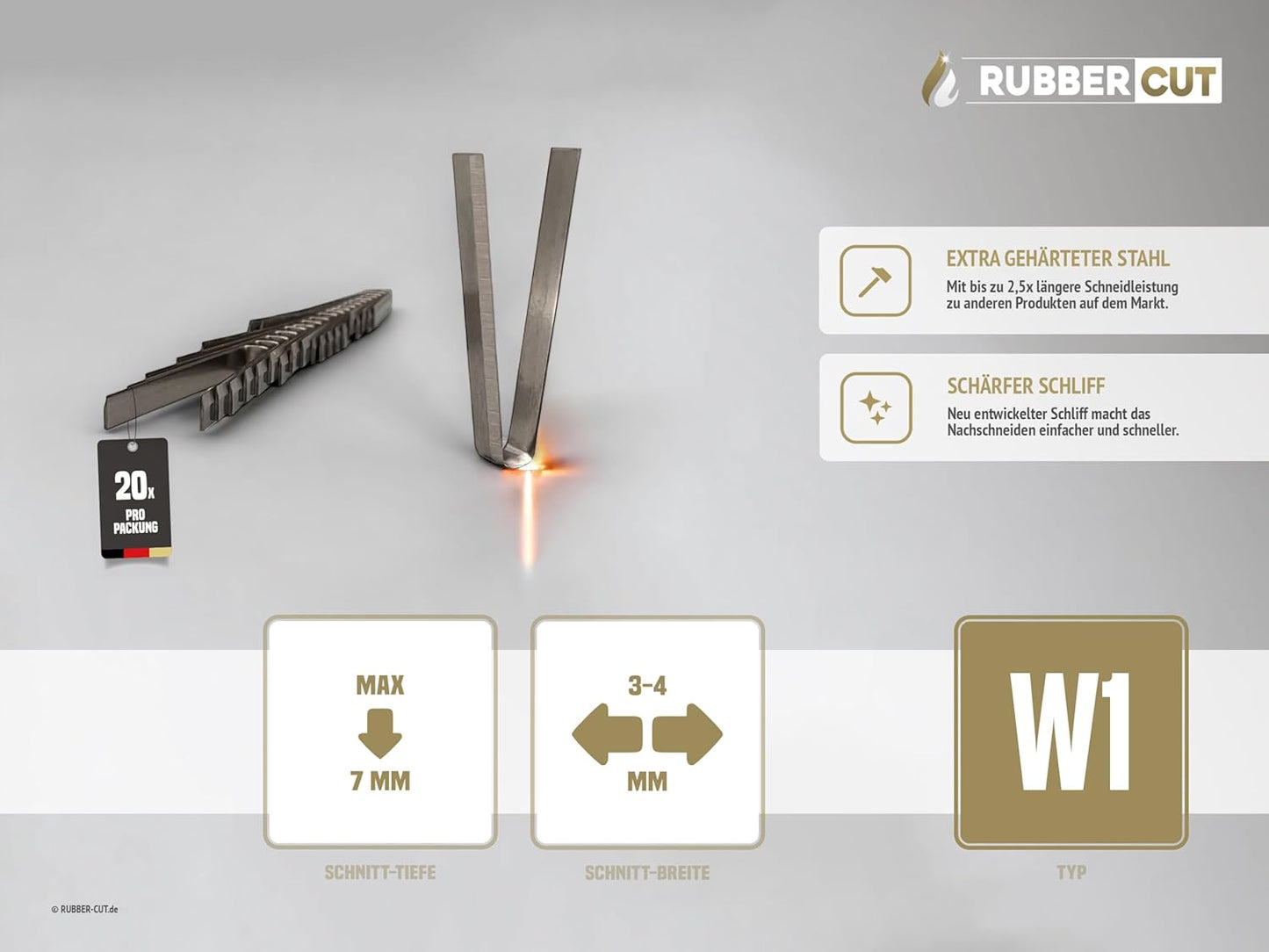 20x Schneidemesser für Reifen-Profilschneidegeräte - W-FIX 1, W1 (3-4 mm)