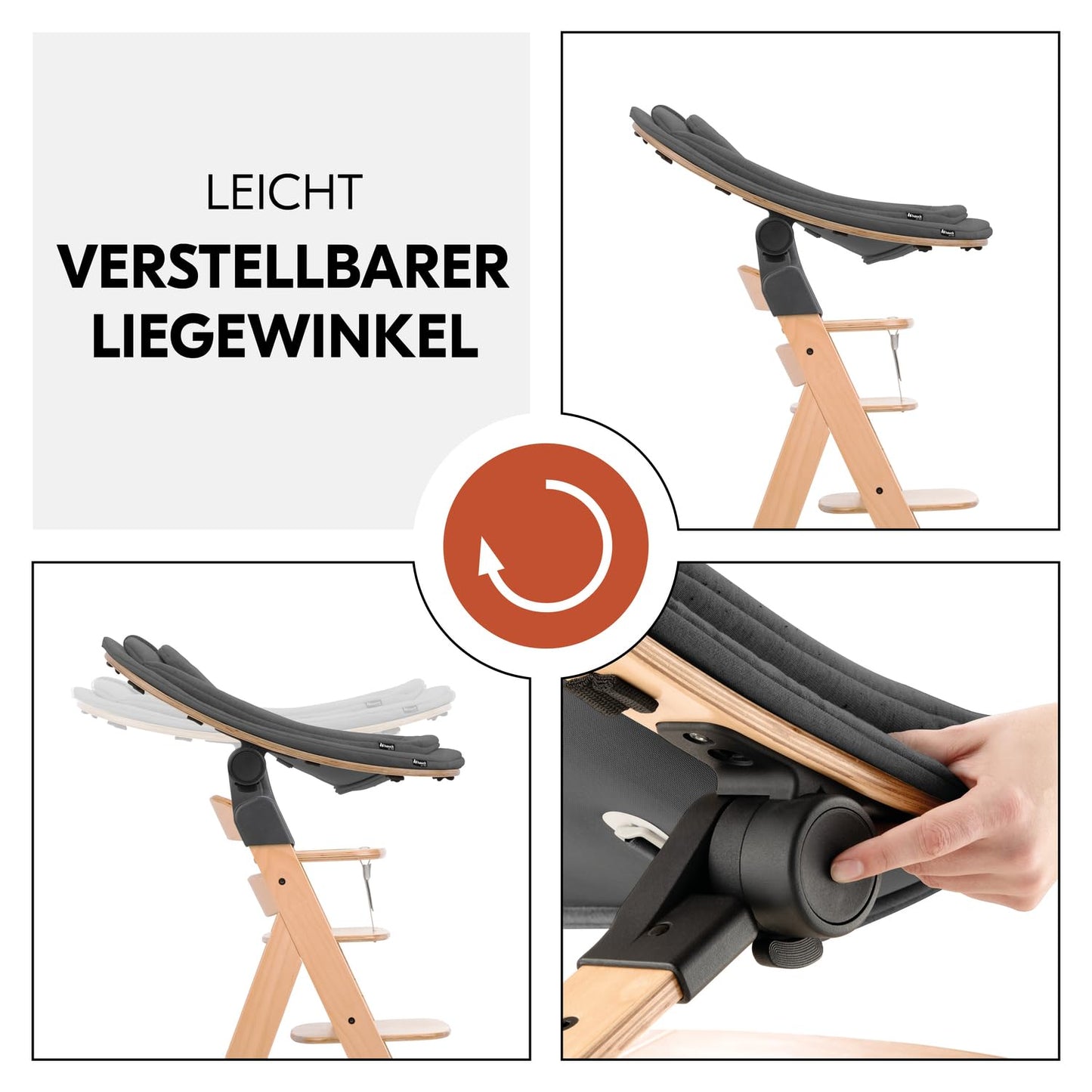 Highchair Bouncer Eco, Ergonomische Babywippe, Eco Deep Grey 5-Punkt-Gurt