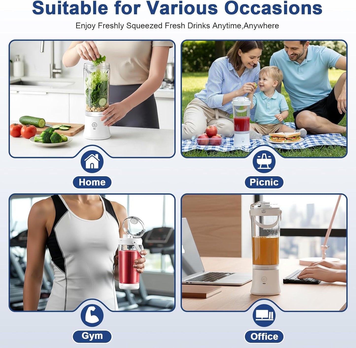 Kabelloser Mini-Mixer für Shakes und Smoothies, Weiss