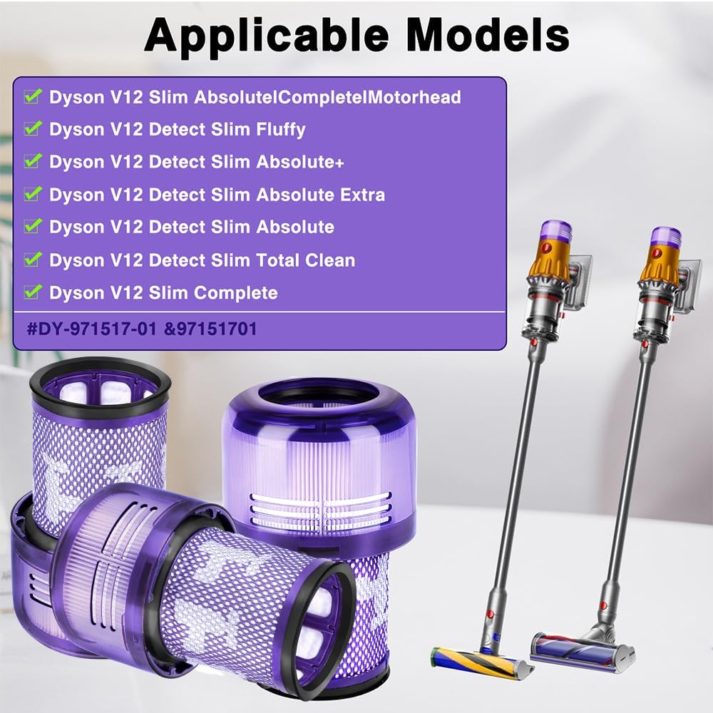 4-teiliges HEPA Filter-Set für Dyson V12, 3 Filter für Dyson V12 Detect Slim