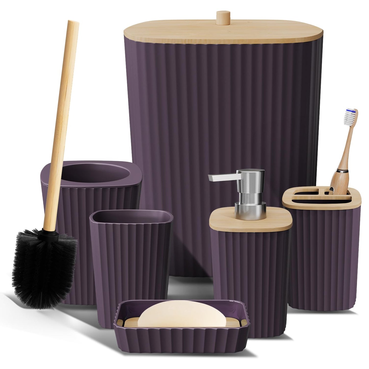 6-teiliges Badezimmer-Zubehör-Set, Lila 6-Piece Accessory Set