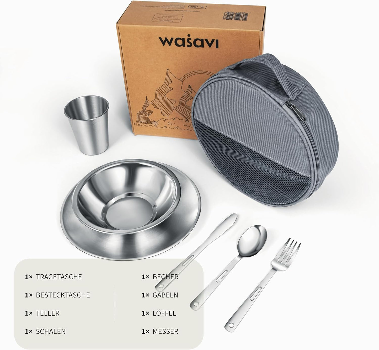 Campingbesteck-Set für 1 Person, Für 1 Person