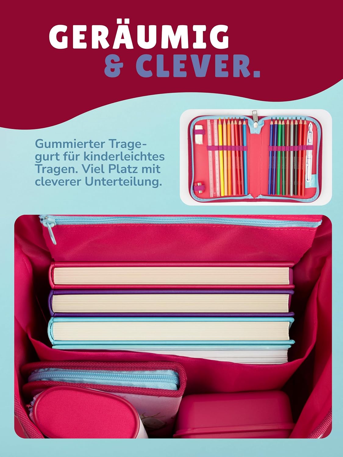 10-teiliges Scooli Campus Fit Schulranzen-Set, Disney Frozen Rosa / 10-teilig mit Schultüte