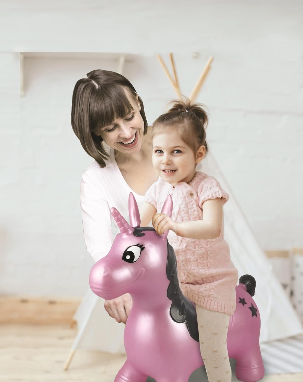 Aufblasbares Hüpf-Einhorn mit Pumpe, Einhorn _A
