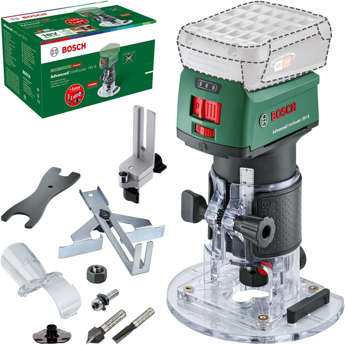 Akku-Kantenfräse AdvancedTrimRouter 18V-8 Set, Premium Set
