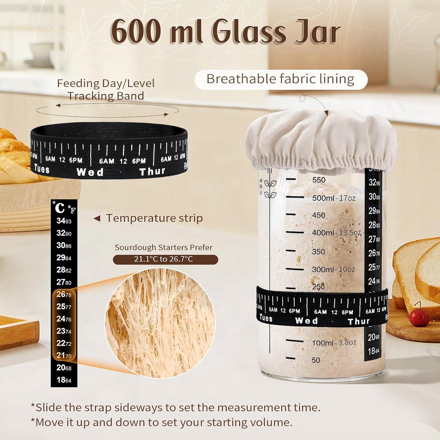 Gärkörbchen-Set für Sauerteig, 2 Stück, Rattan-gärkörbchen