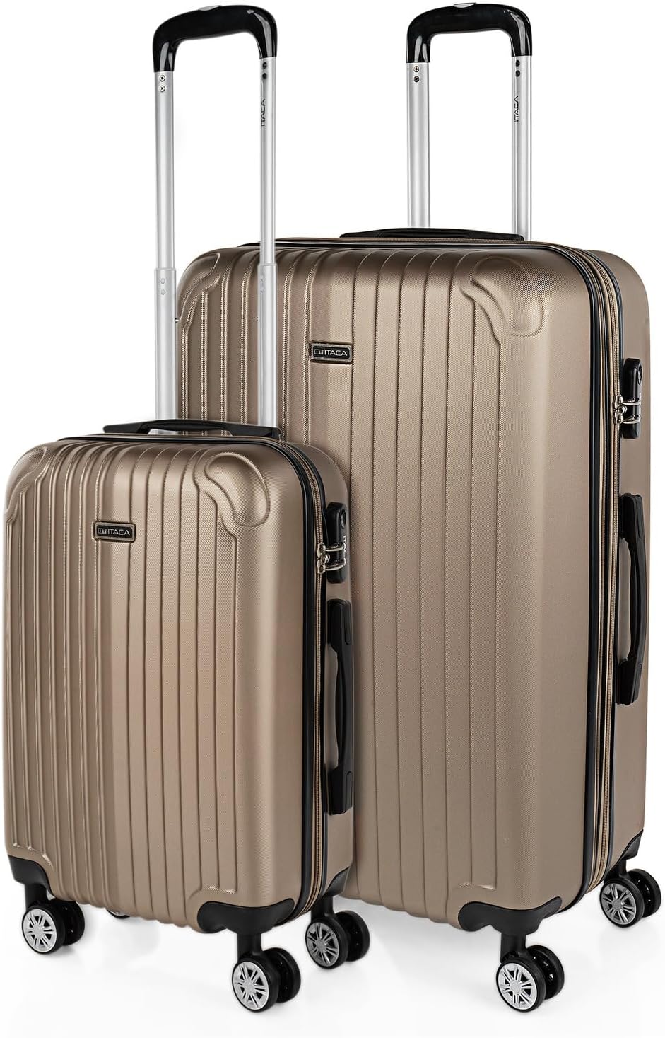 2-teiliges Hartschalenkoffer-Set, Champagner 55 cm + 76 cm
