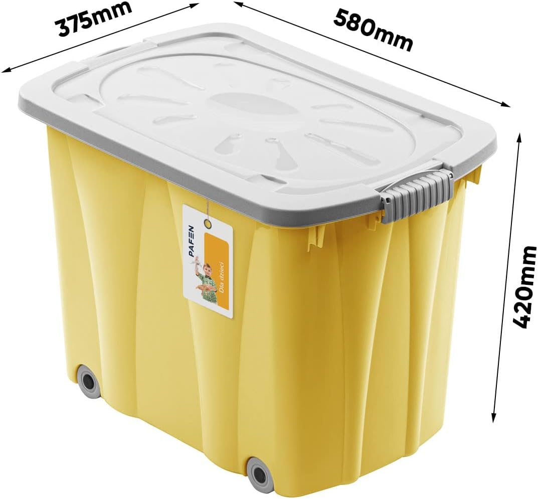 Spielzeugbox mit Rollen, Gelb Aufbewahrungsbox 62l