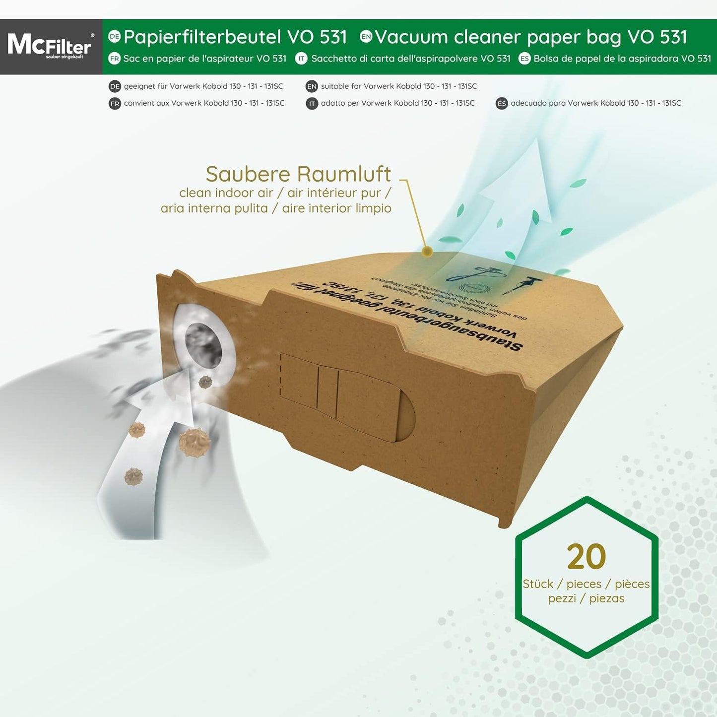 Staubbeutel, geeignet für Vorwerk Kobold VK 130 / 131