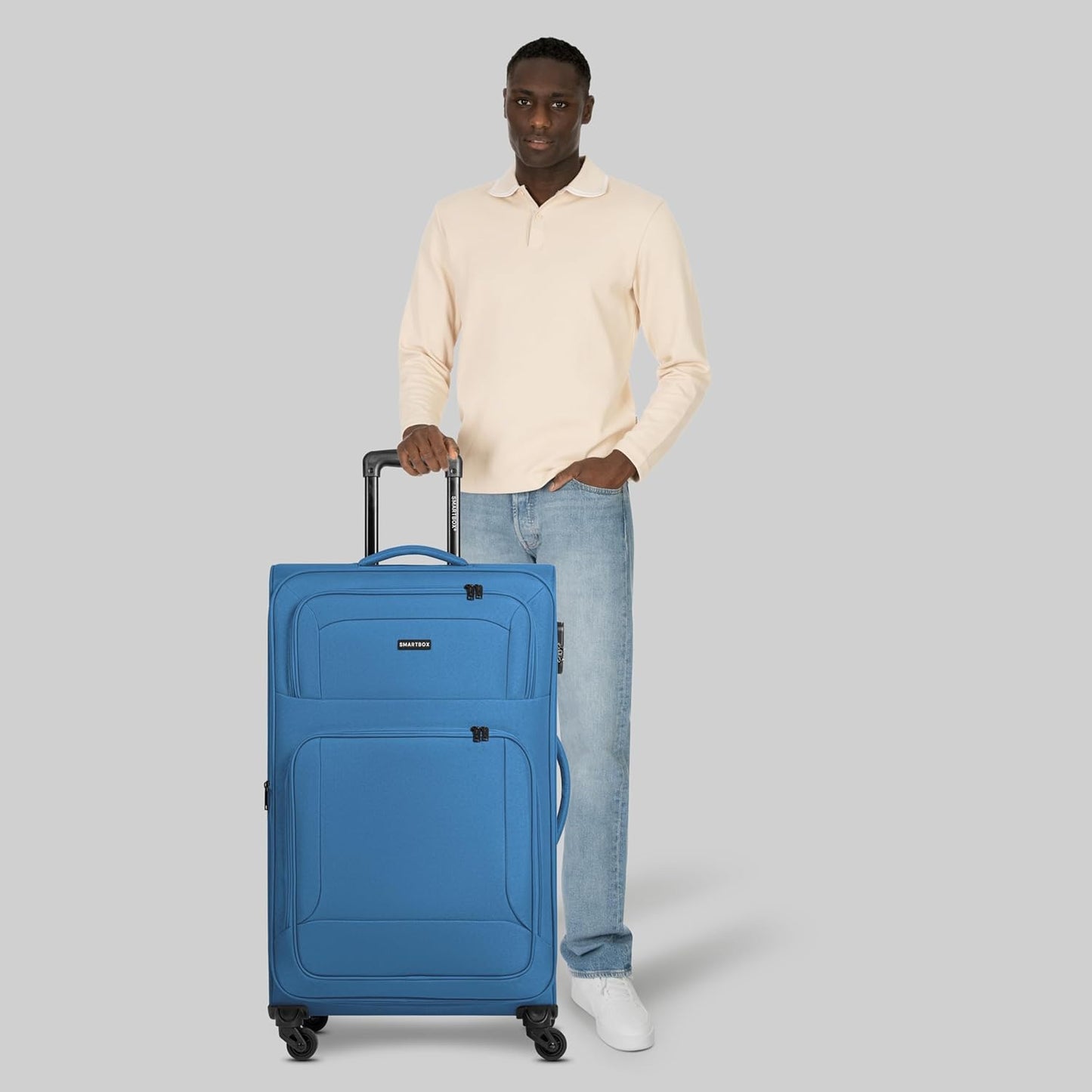 Grosser Weichgepäck-Trolley mit Zahlenschloss und Dehnfalte, Slate-blue Koffer L (78 cm) erweiterbar