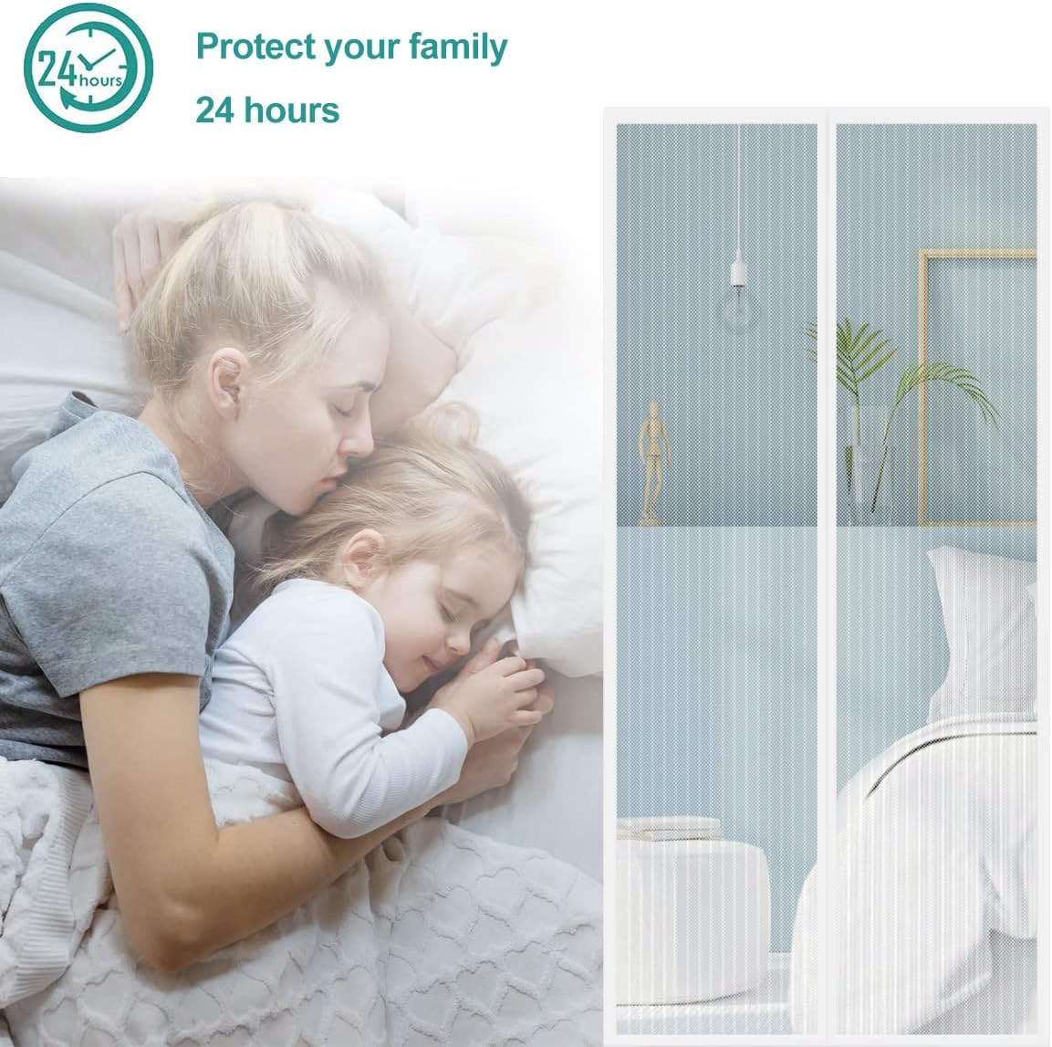 Magnetischer Fliegengitter-Vorhang für Türen, 95 x 200 cm Weiss