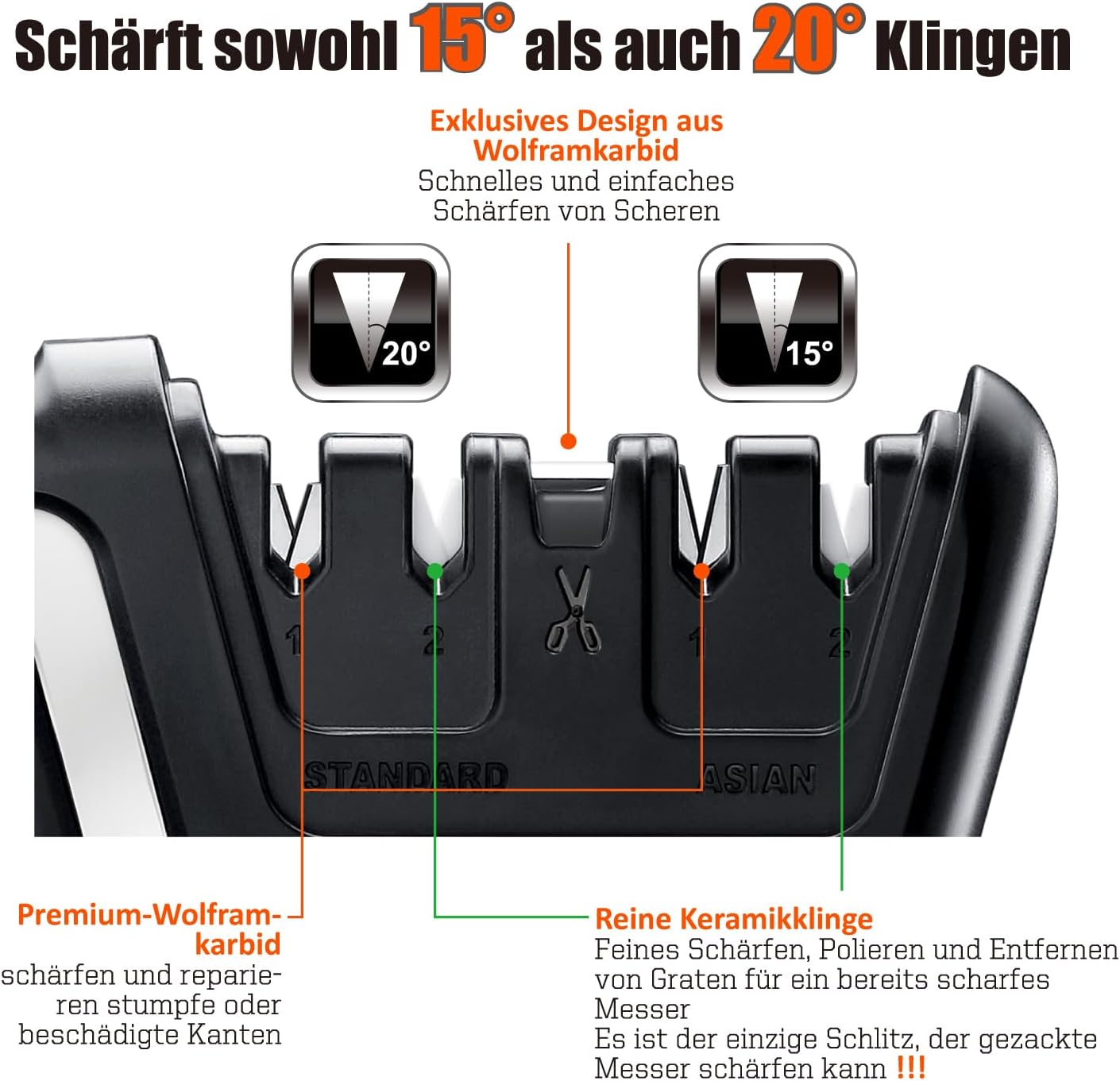 5-in-1 Küchenmesserschärfer 104N, Professioneller 5-in-1