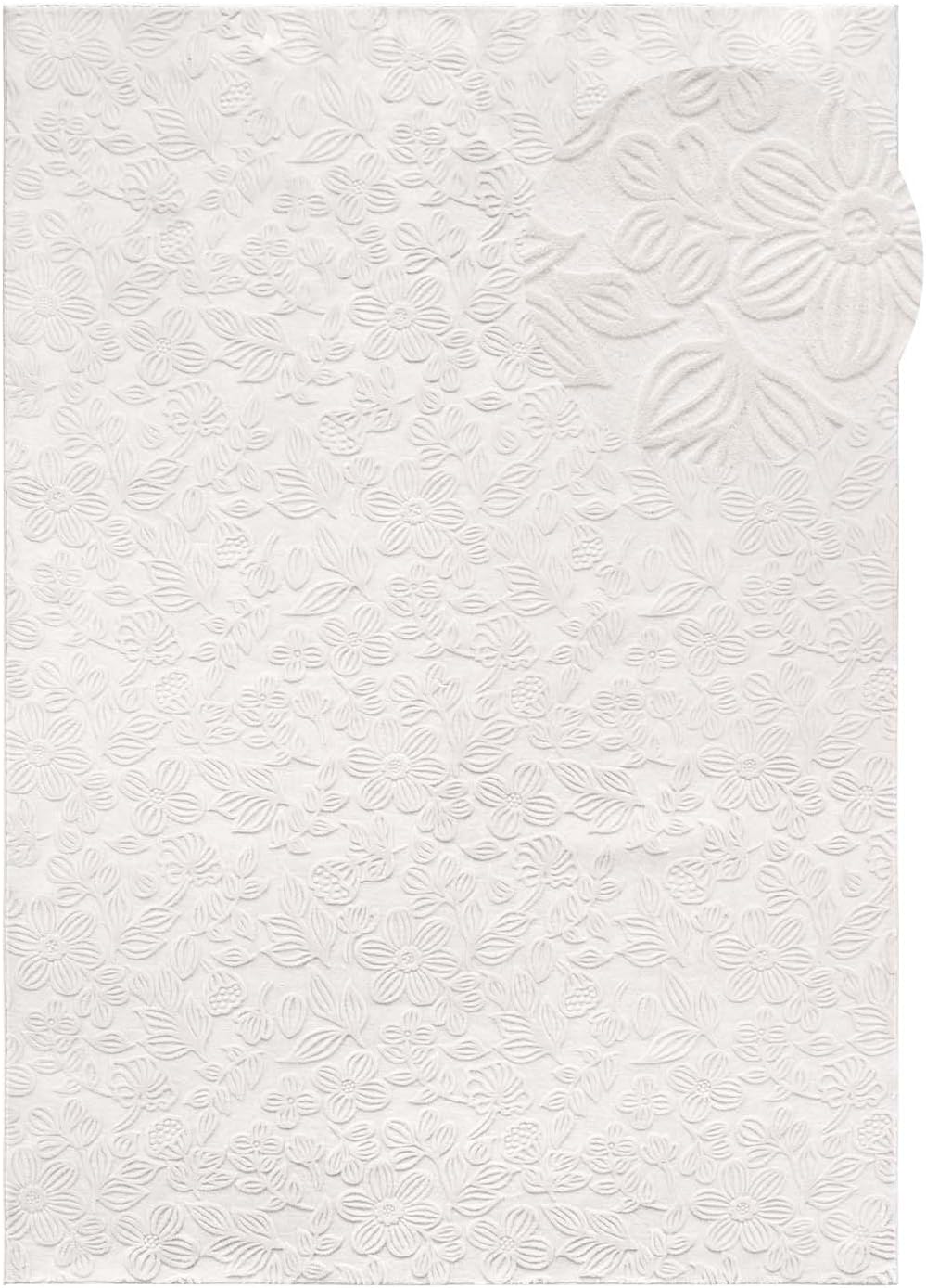 Rutschfeste Badematte, waschbar, Creme Floral 120 x 170 cm (Rechteckig)
