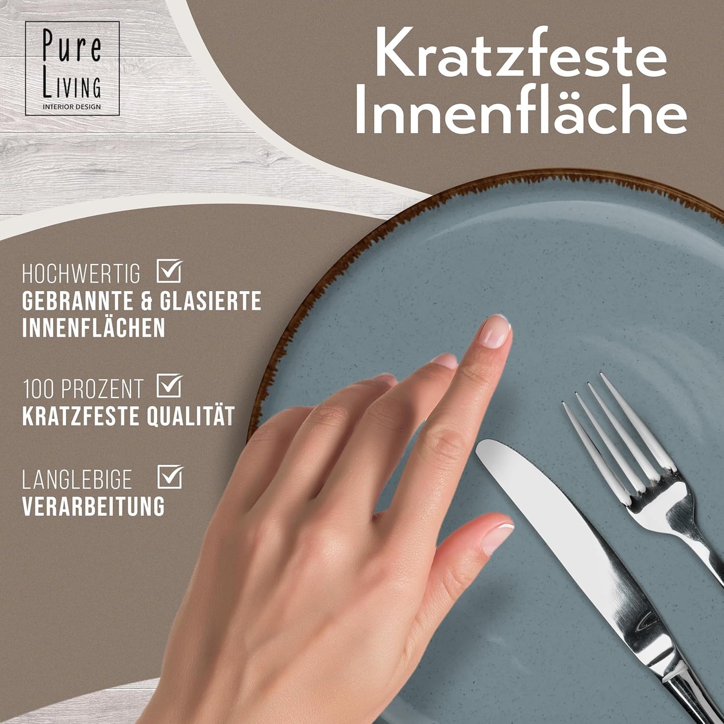 6er-Set Suppenteller, Tiefe Teller (6x) Rauchblau