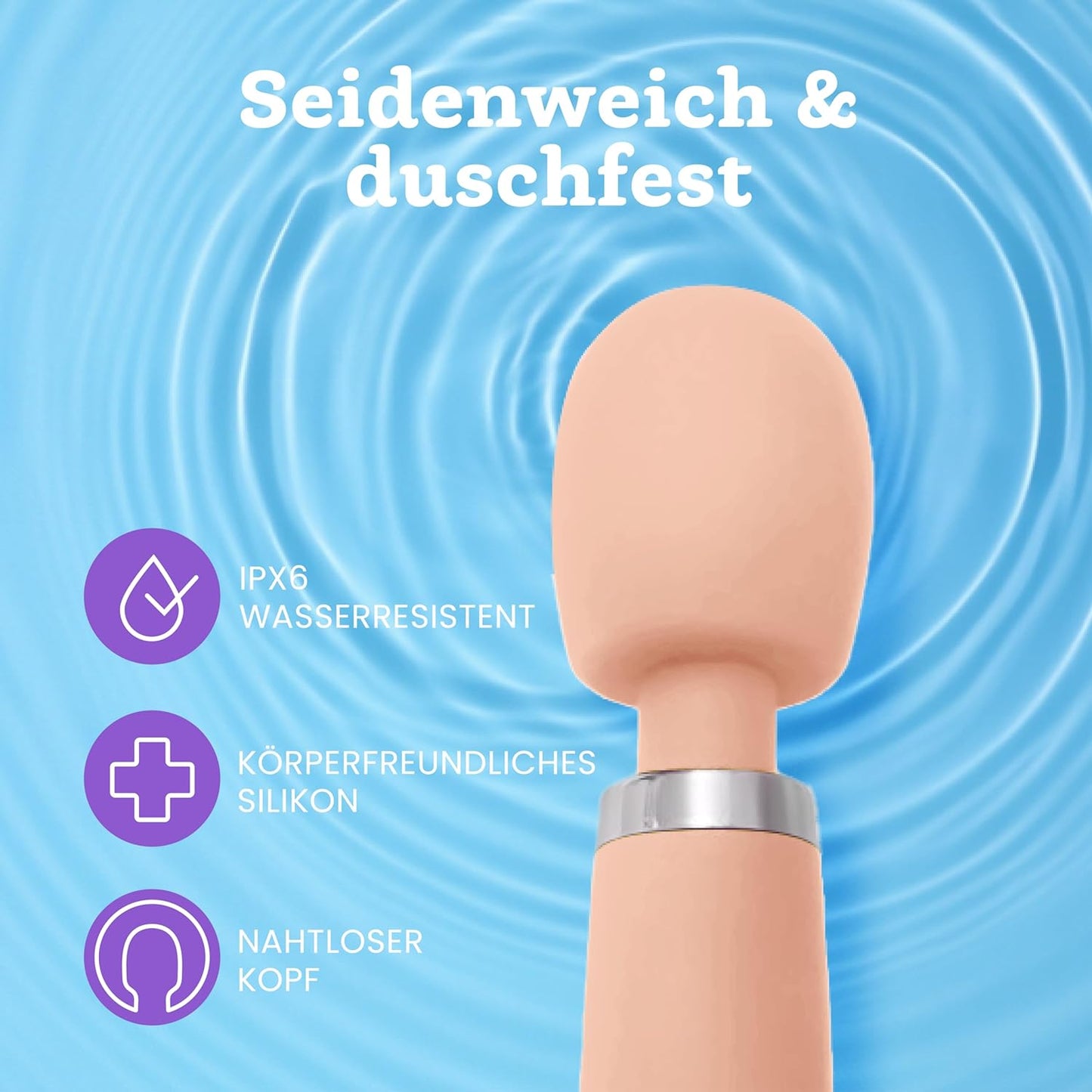 Deluxe Vibrator, duschfest & kabellos, 5 Modi, Rosenquarz, Deluxe